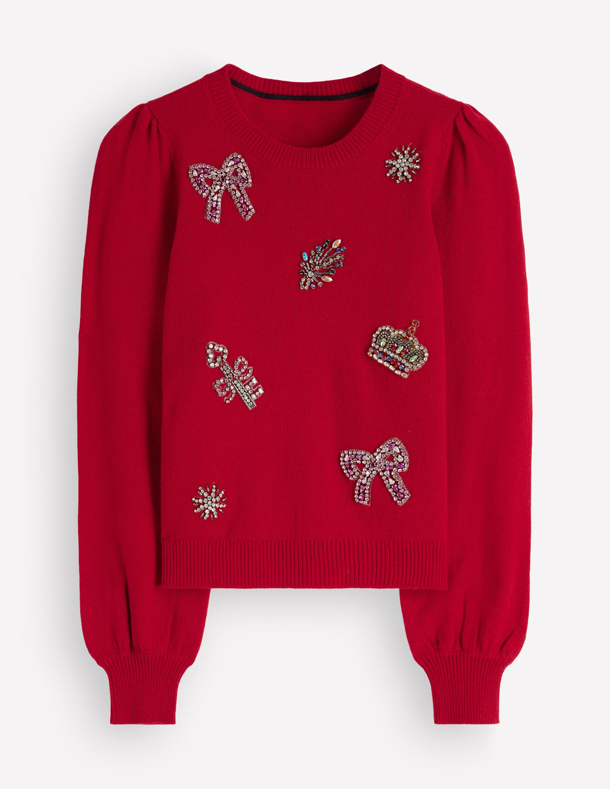 Ria Embellished Knit Sweater-Red Christmas - Image 6
