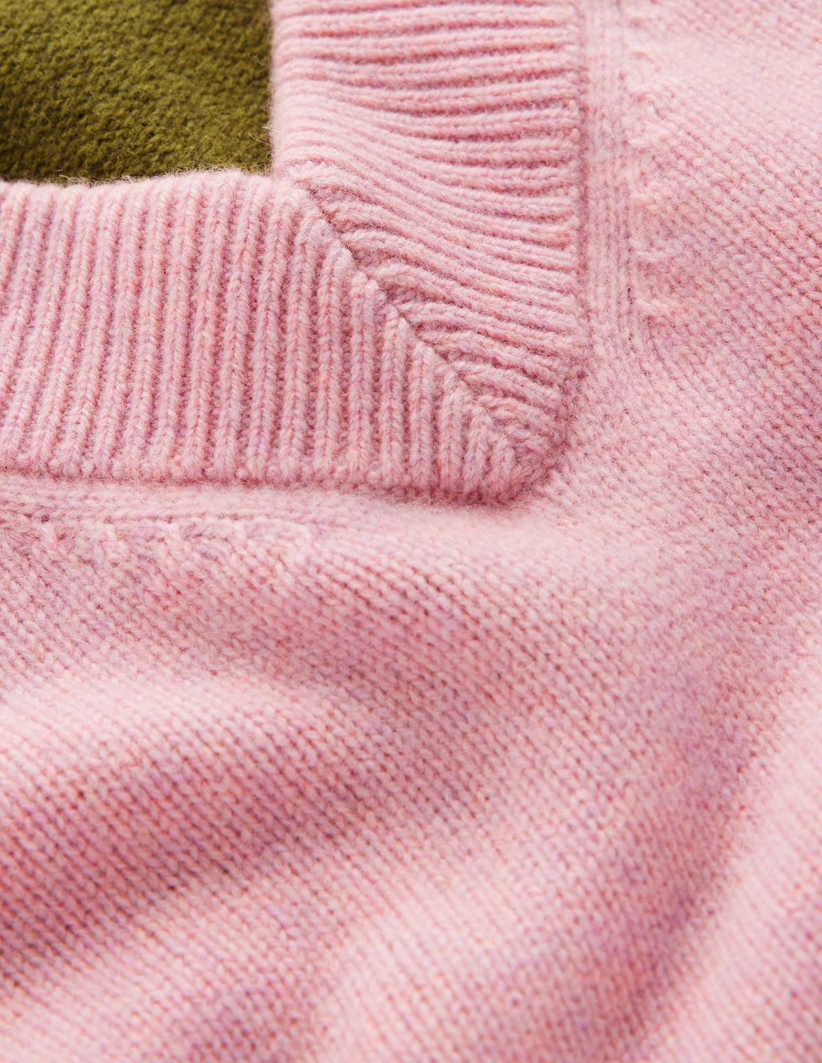 Marta Merino V Neck Jumper-Blush, Green Colour Block-8