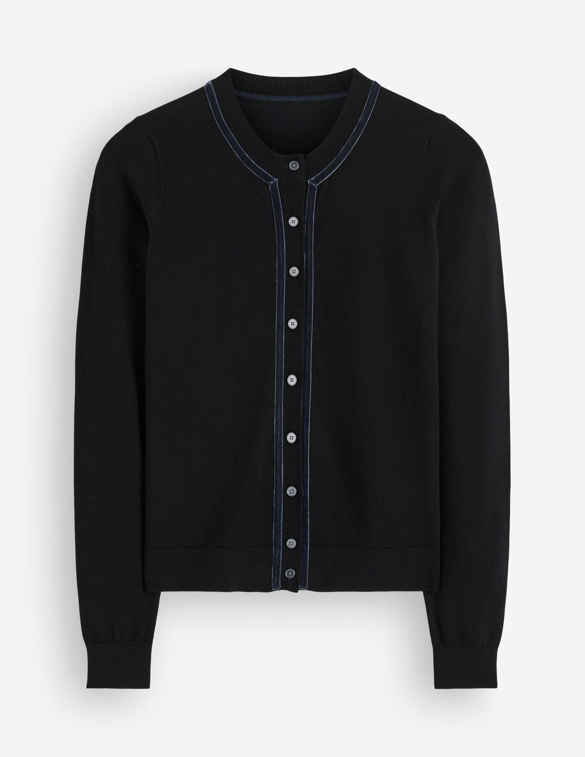 Violet Velvet Trim Cardigan-Black - Image 5