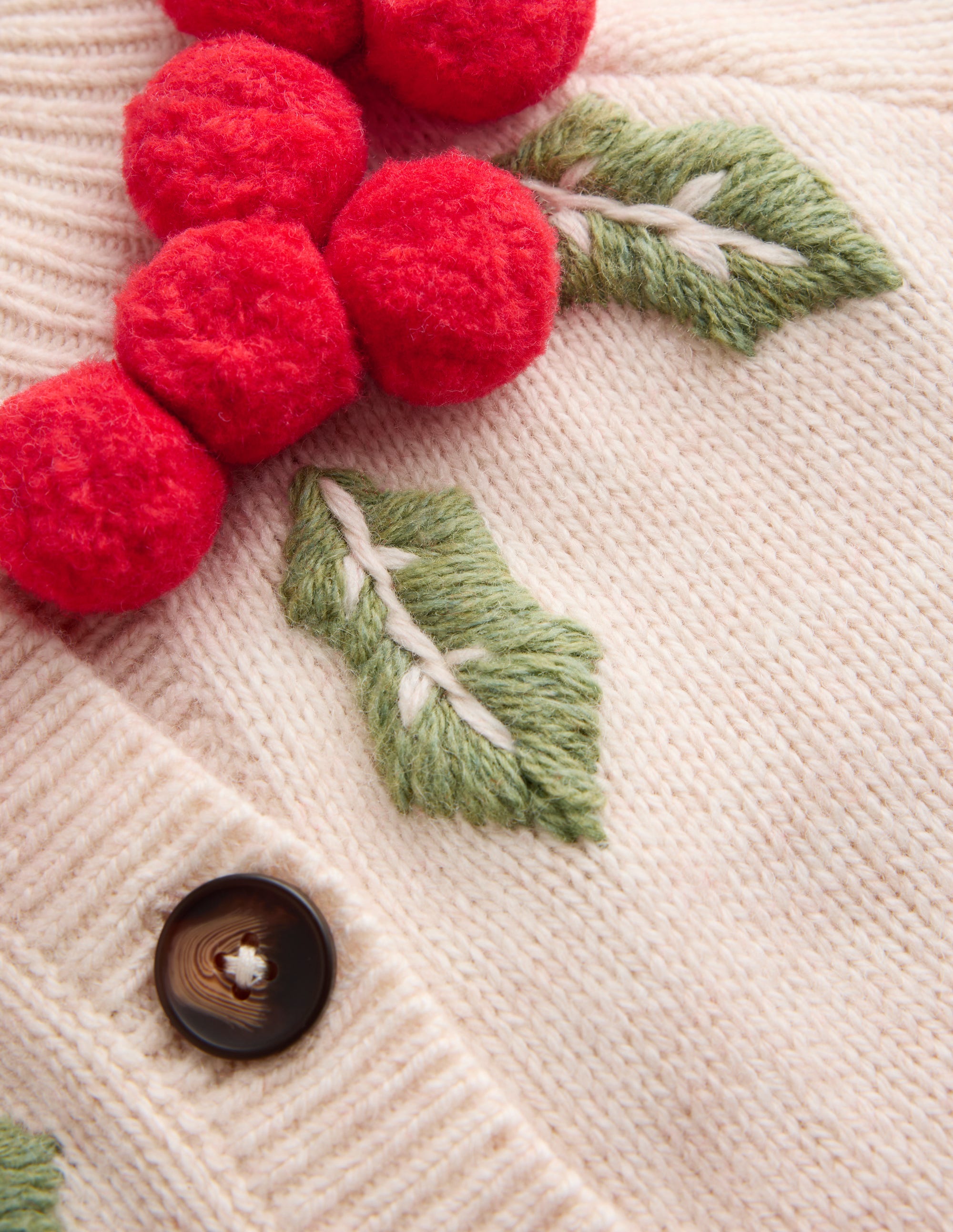 Mae Novelty Cardigan - Ivory, Holly wreath | Boden USA