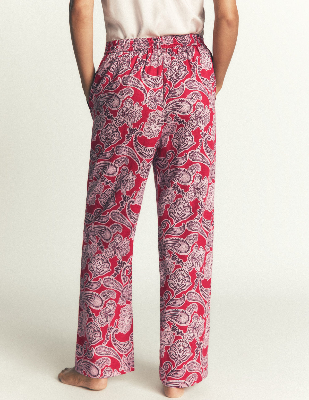 Cotton Pajama Pants-Red Floral - Image 3