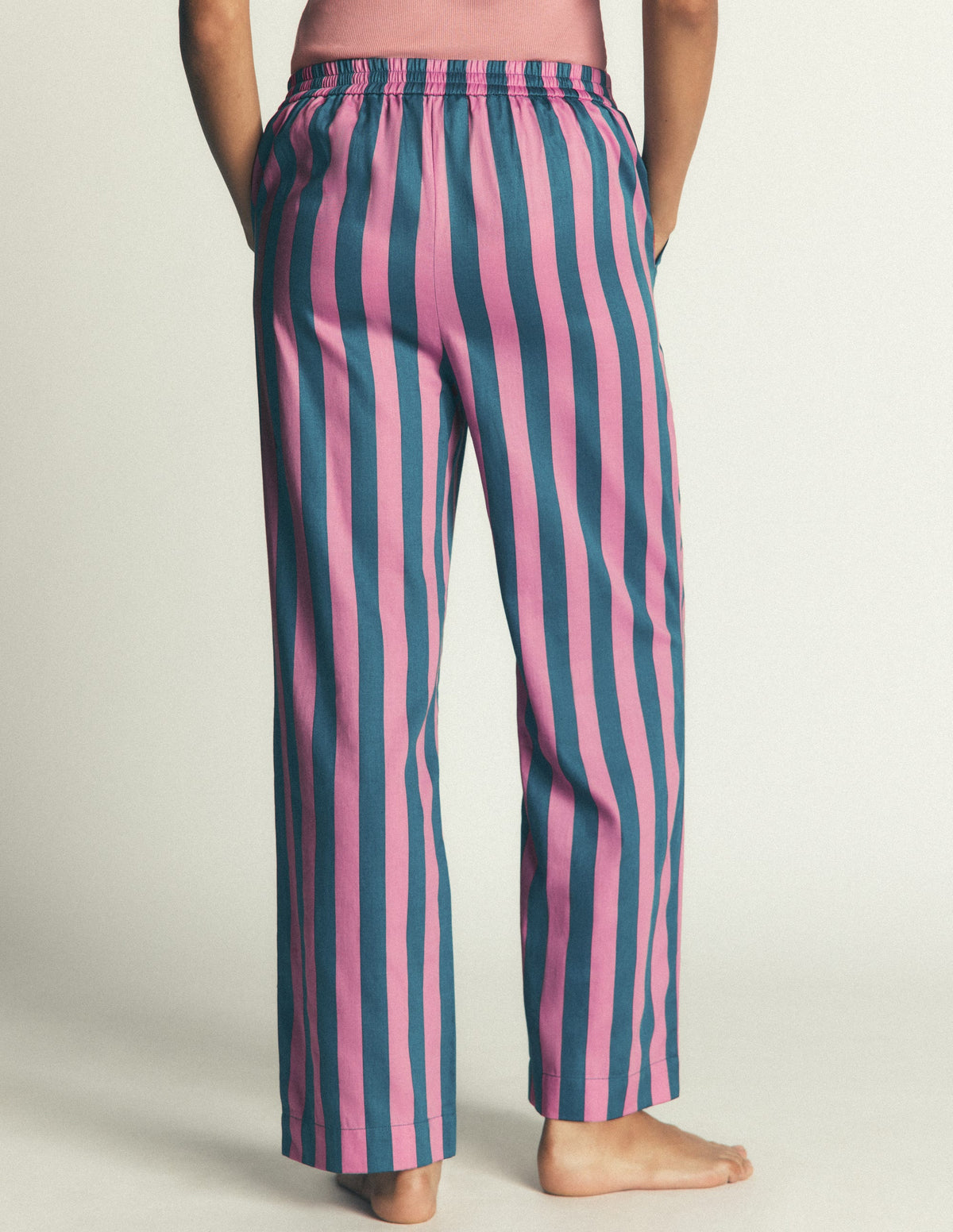 Cotton Pajama Pants-Pink And Blue Stripe - Image 3