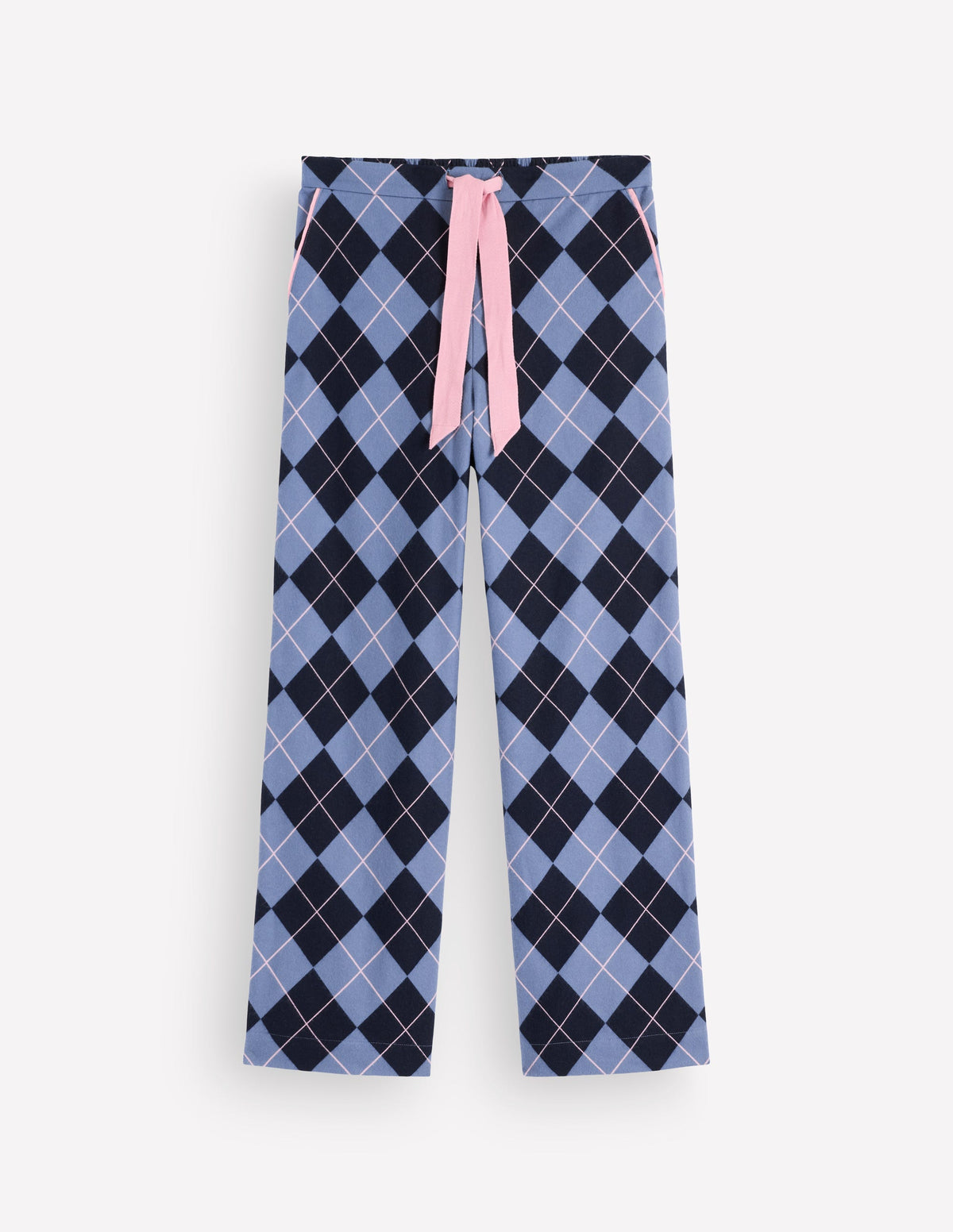 Brushed Cotton Pyjama Pants-Light Blue and Navy Argyle-6