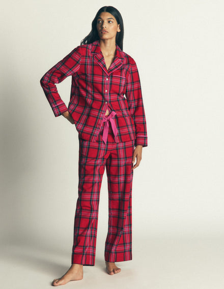 Brushed Cotton Pyjama Pants-Red Check