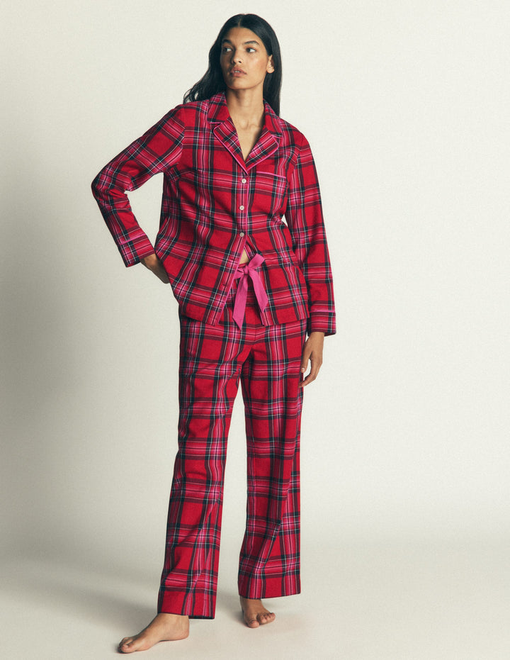 Brushed Cotton Pyjama Pants-Red Check