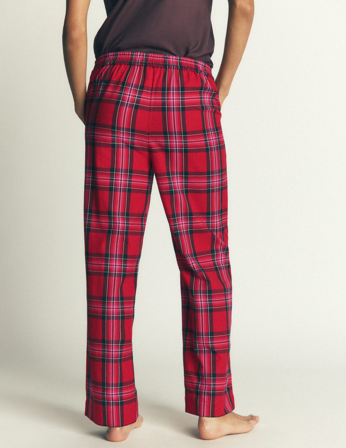Brushed Cotton Pyjama Pants-Red Check-3