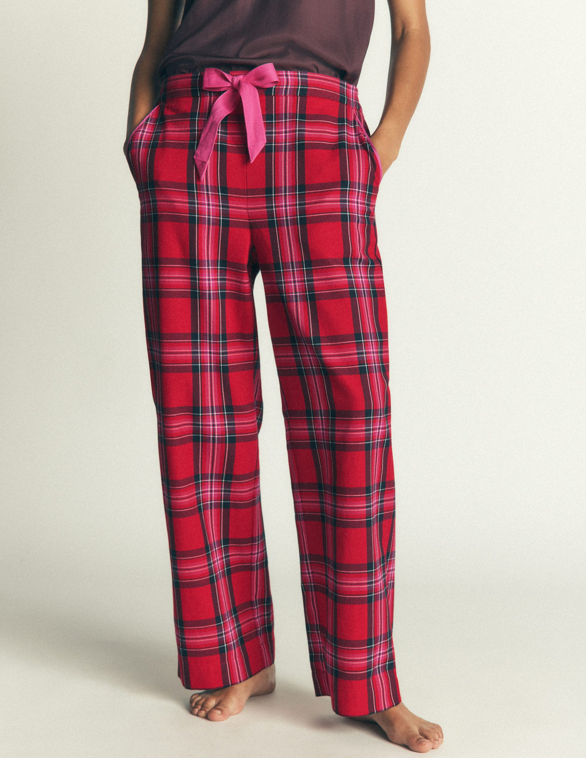Brushed Cotton Pyjama Pants-Red Check-4