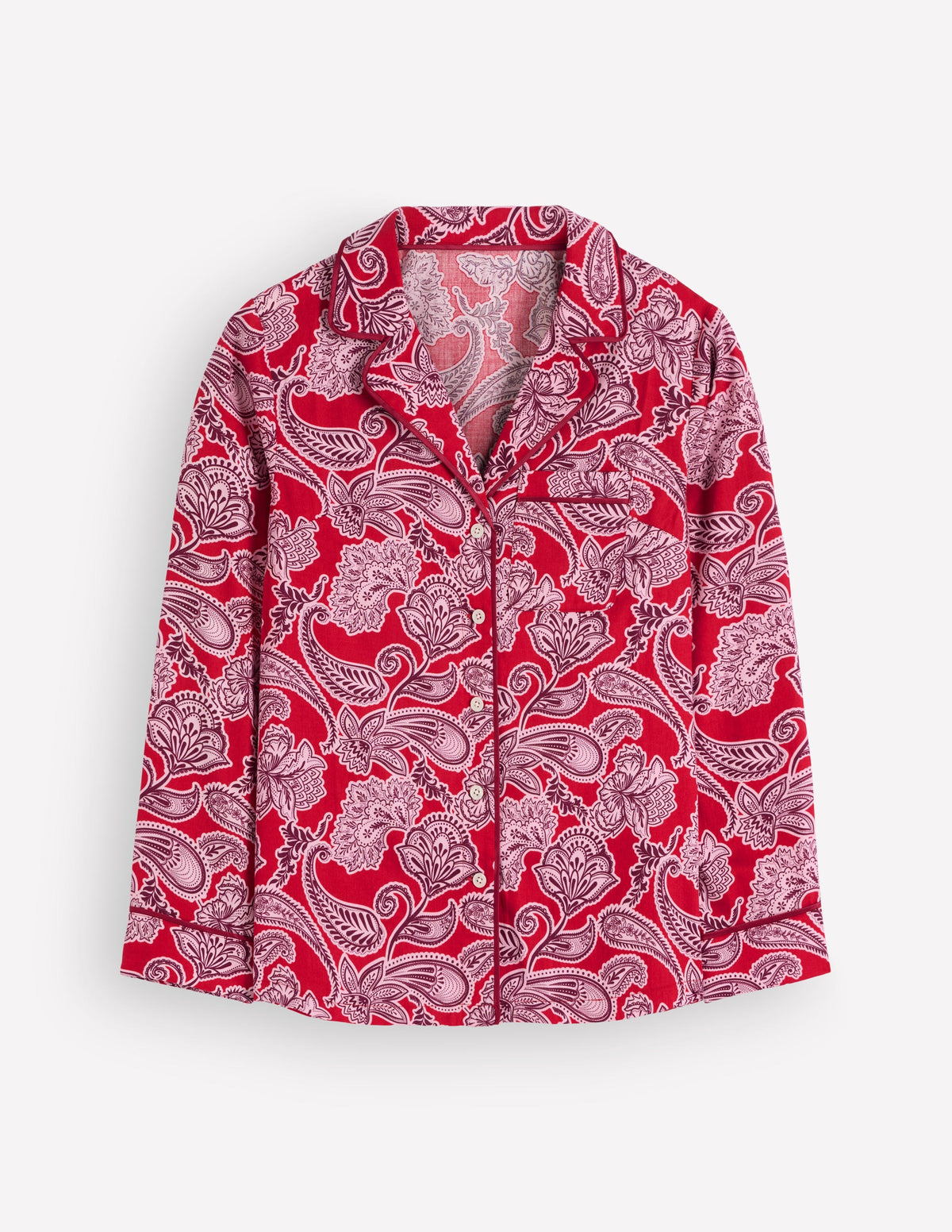 Cotton Pajama Shirt-Red Floral - Image 6
