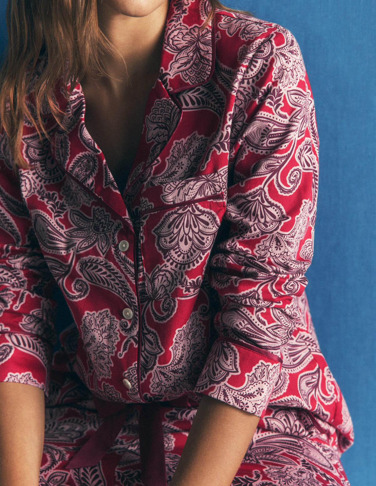 Cotton Pajama Shirt-Red Floral - Image 2