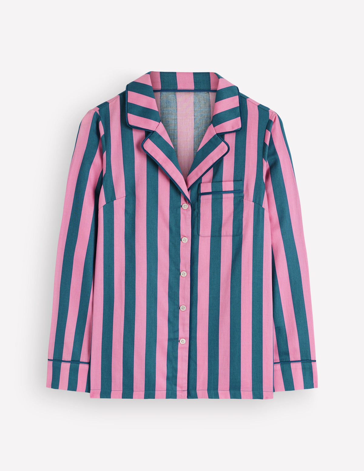Cotton Pajama Shirt-Pink And Blue Stripe - Image 5