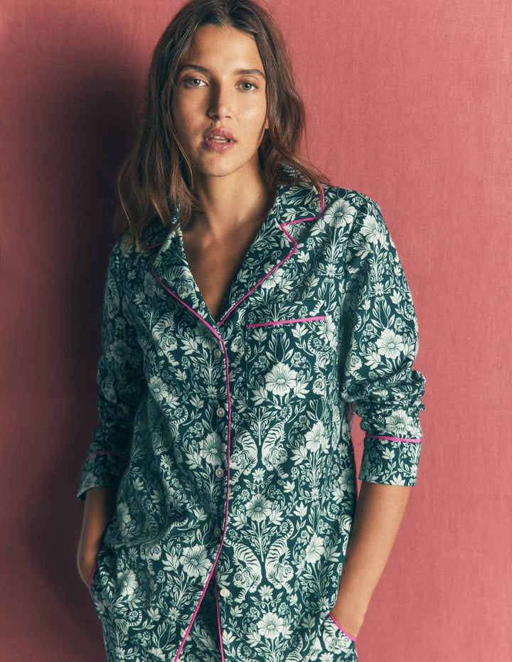 Brushed Cotton Pyjama Shirt-Flourishing Tiger