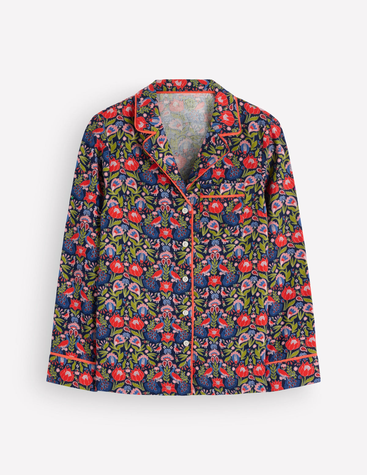 Brushed Cotton Pyjama Shirt-Orange Blossom-6