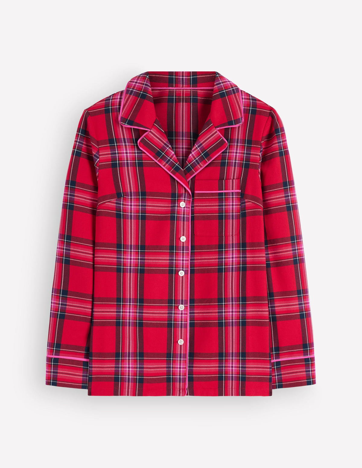 Brushed Cotton Pyjama Shirt-Red Check-5
