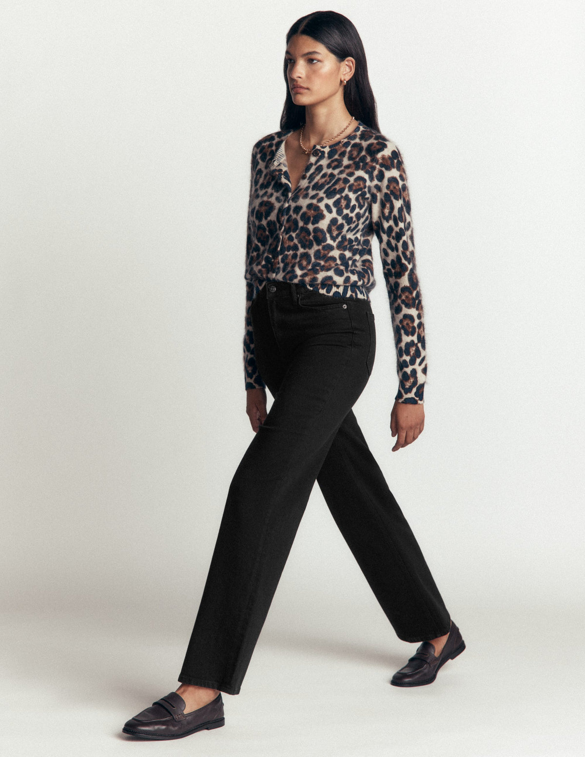 High Rise Column Leg Jeans-Black - Image 1