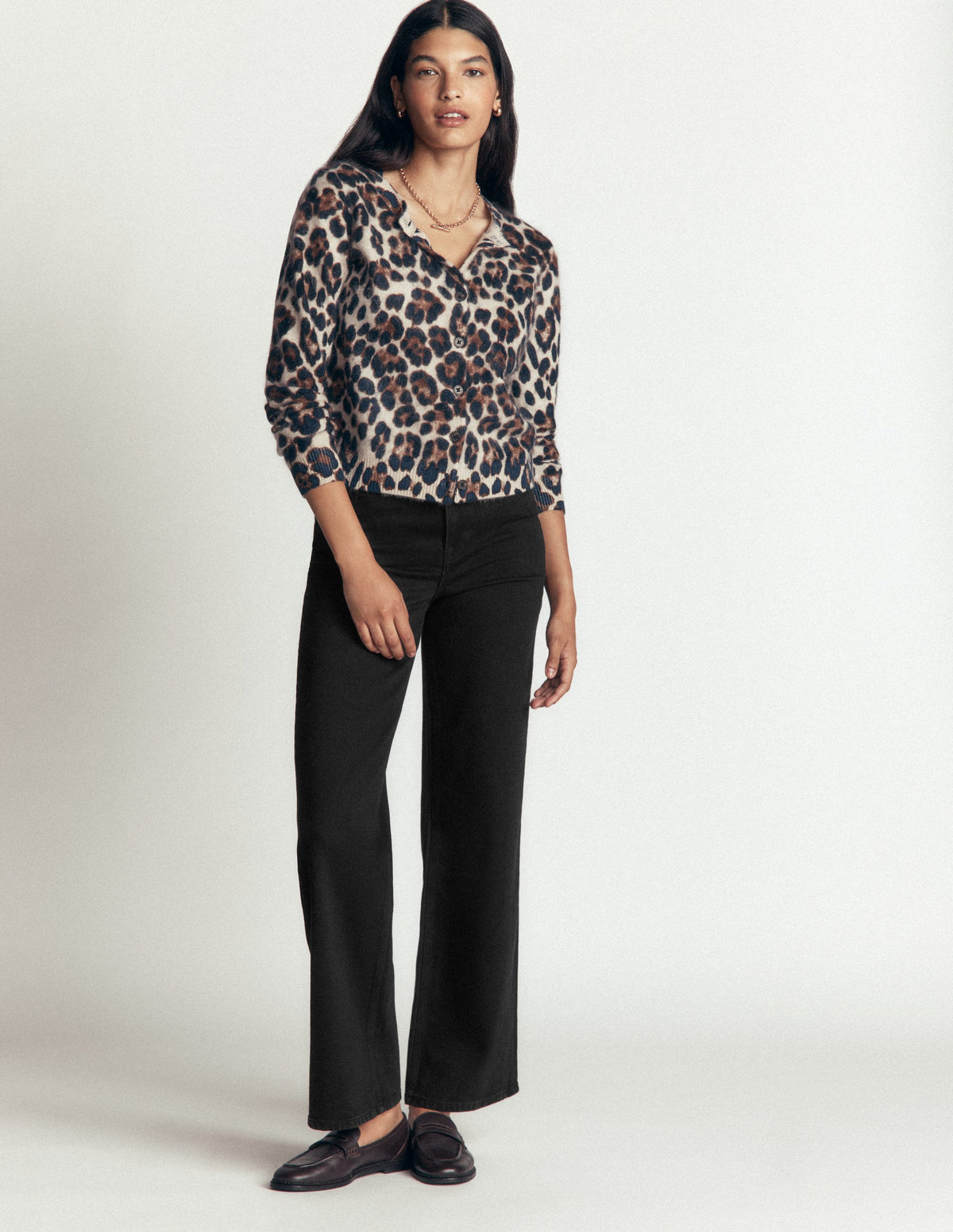 High Rise Column Leg Jeans-Black-4