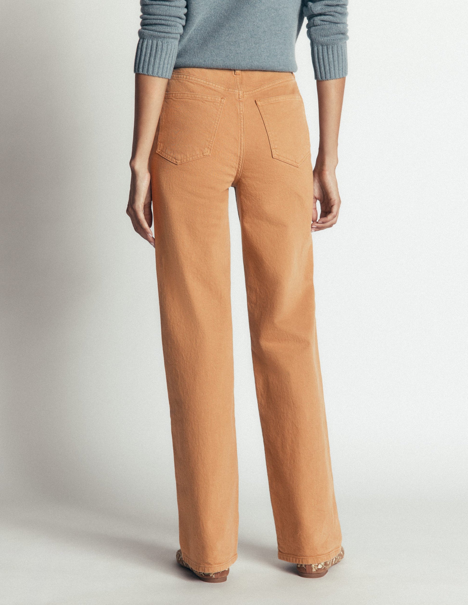 High Rise Column Leg Jeans-Camel-3