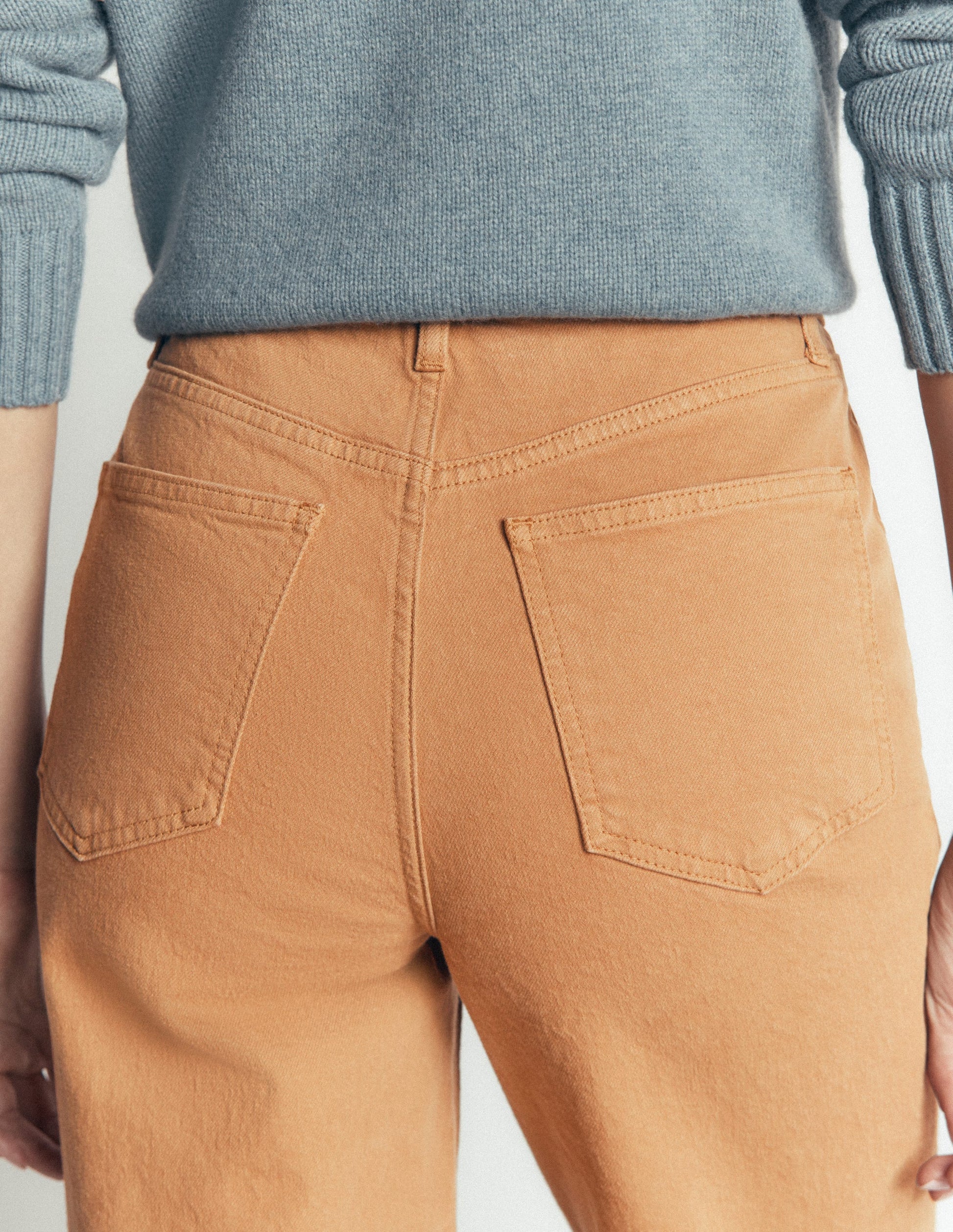 High Rise Column Leg Jeans-Camel-5
