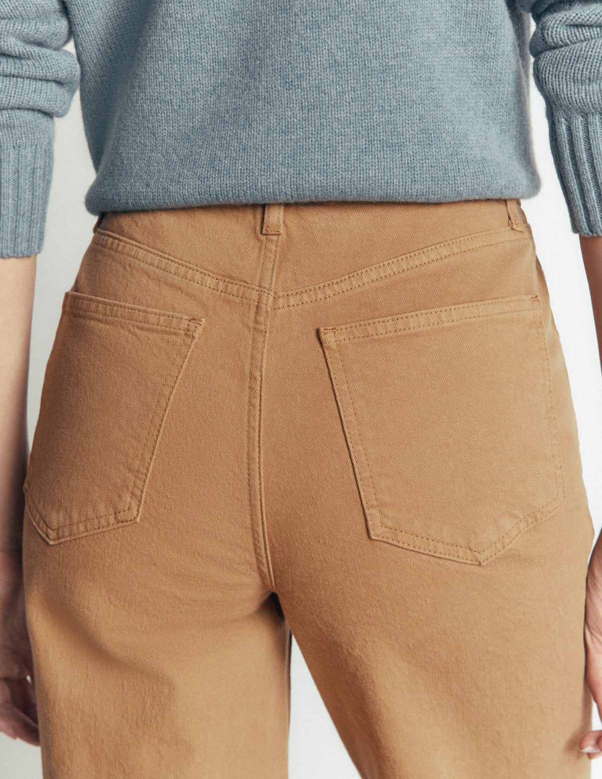 High Rise Column Leg Jeans-Camel - Image 5