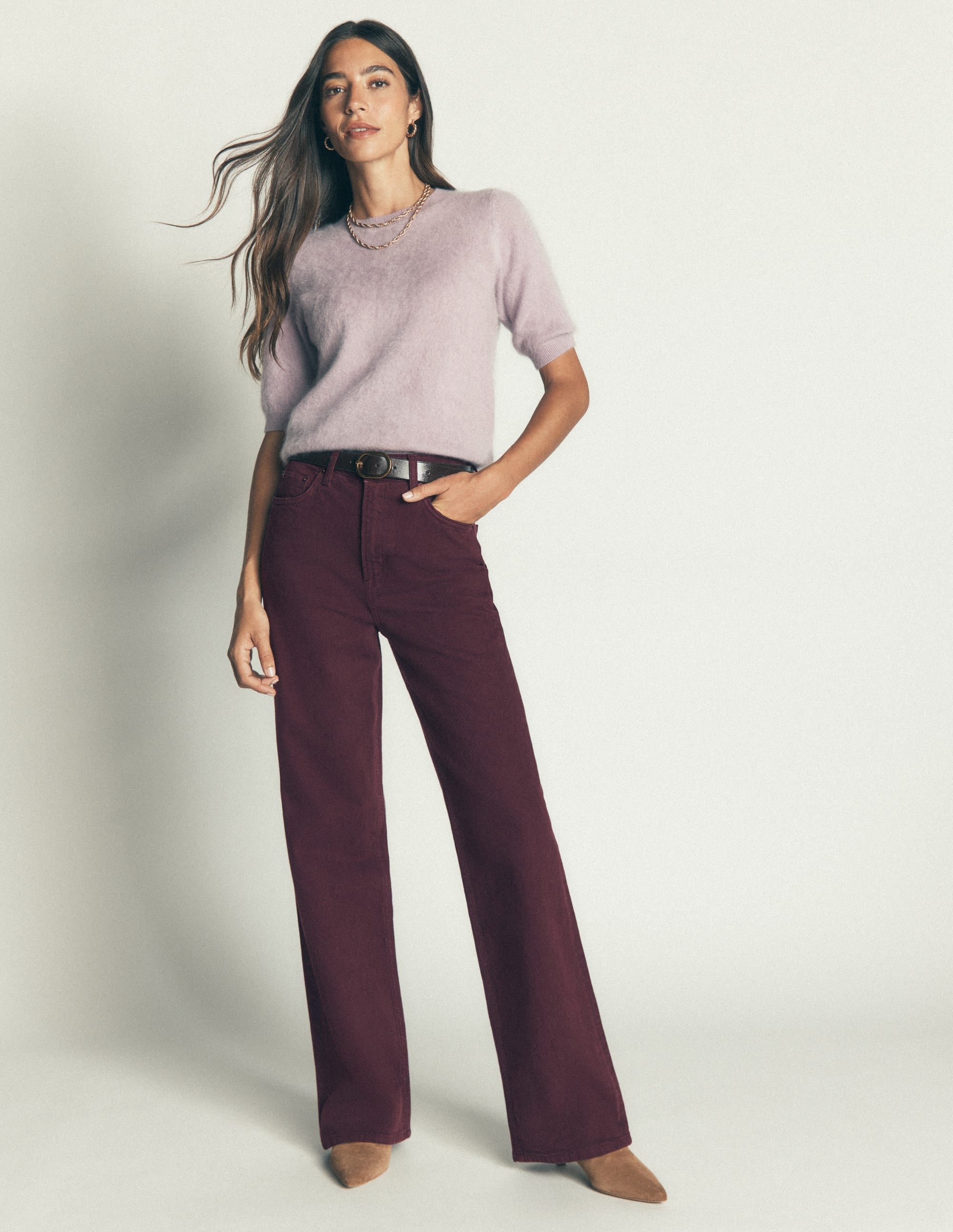High Rise Column Leg Jeans-Wine Tasting - Image 1