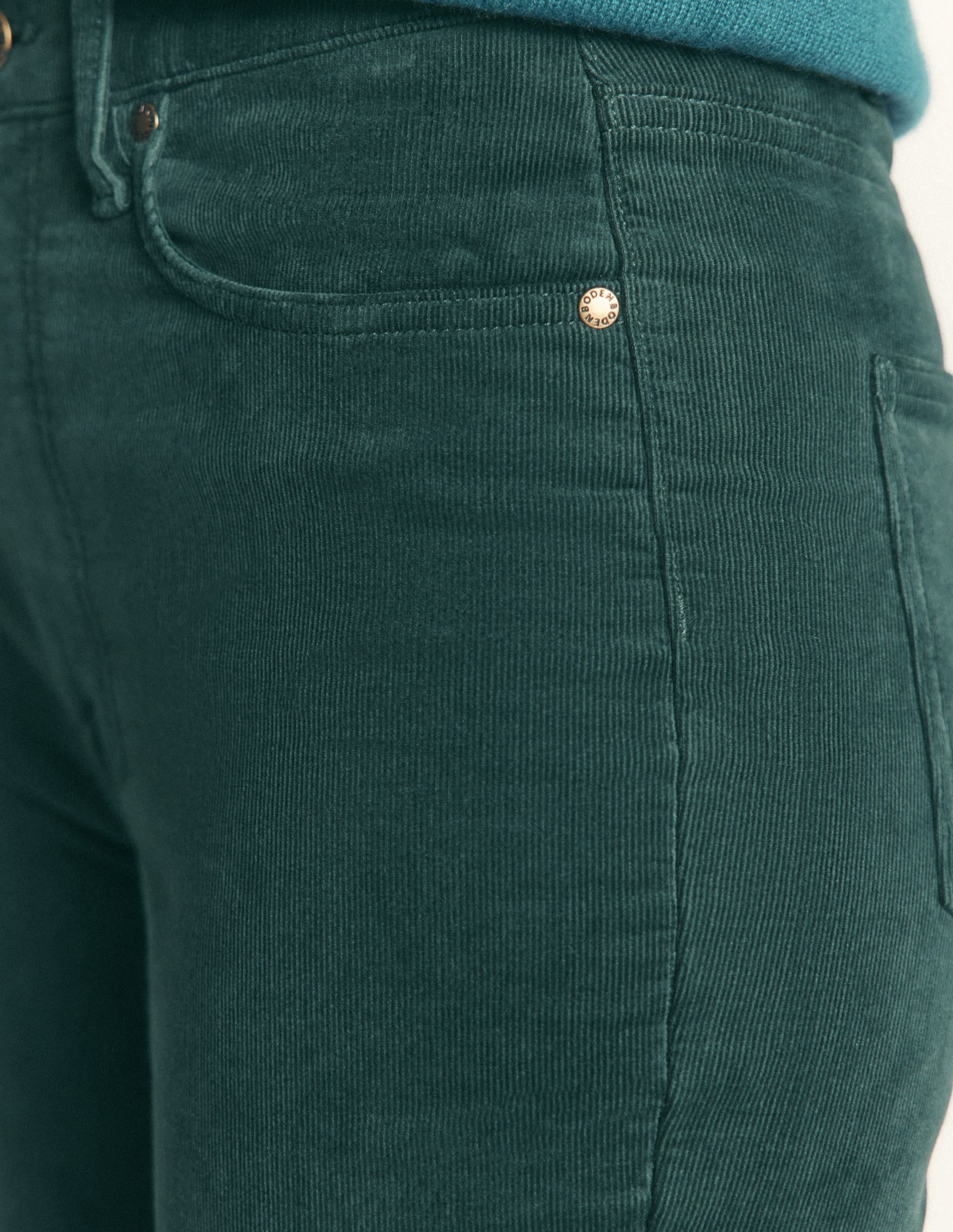 High Rise Cord Slim Jeans-Sea Moss - Image 2