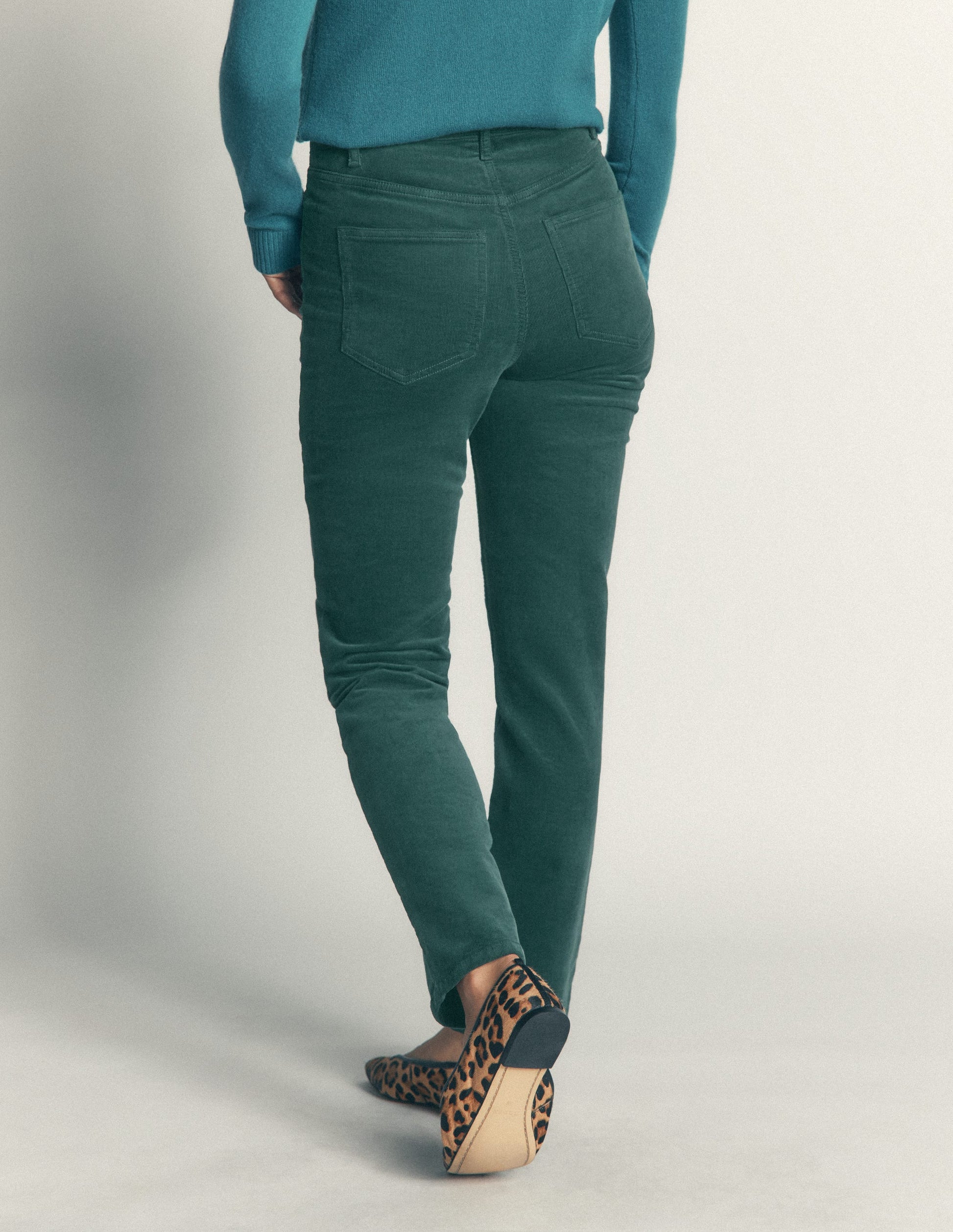 High Rise Cord Slim Jeans-Sea Moss-3