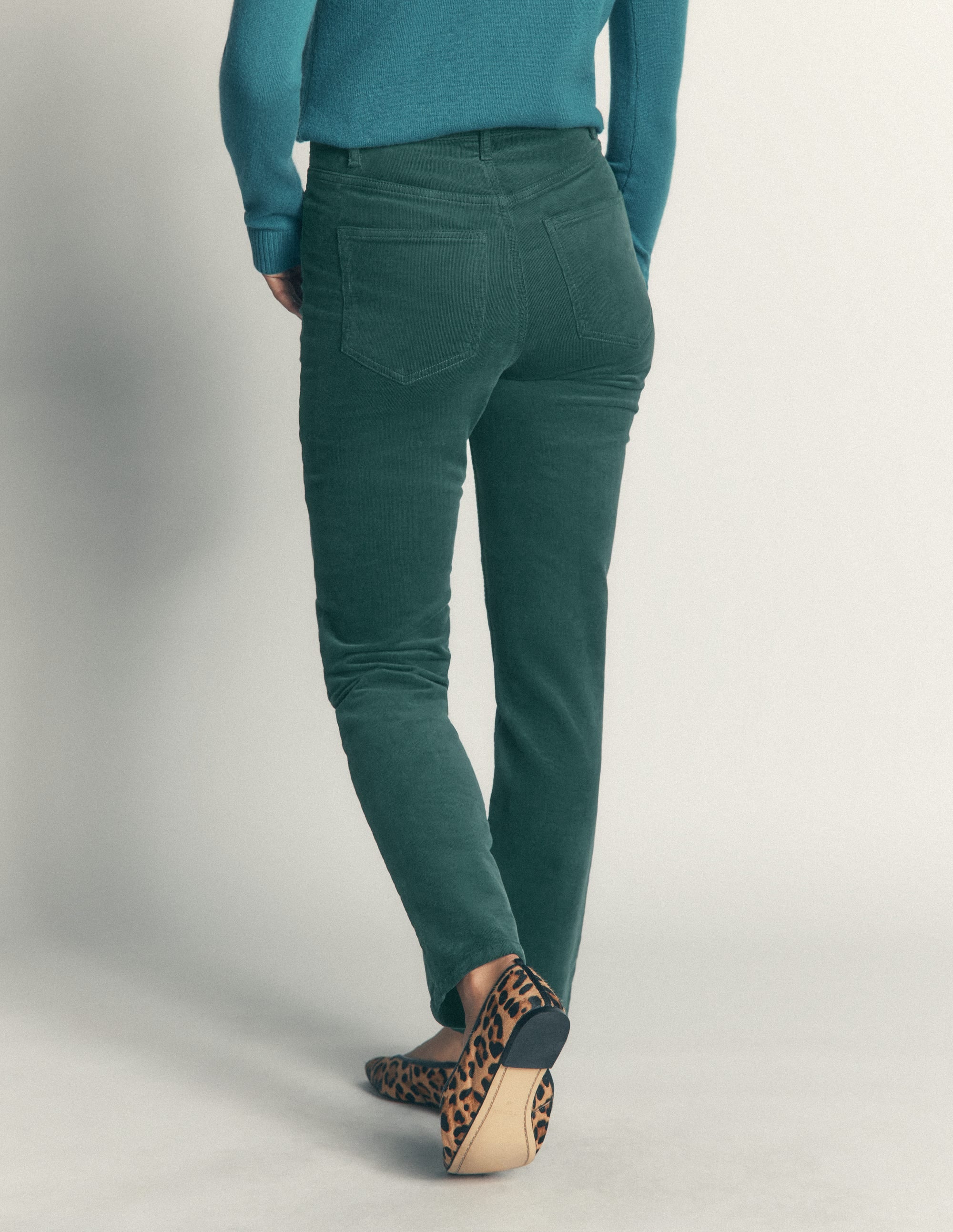 High Rise Cord Slim Jeans-Sea Moss - Image 3