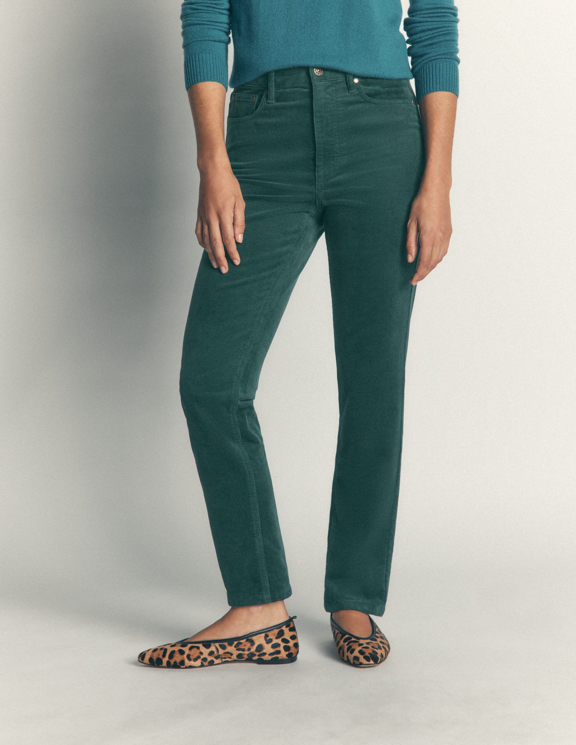 High Rise Cord Slim Jeans-Sea Moss-4
