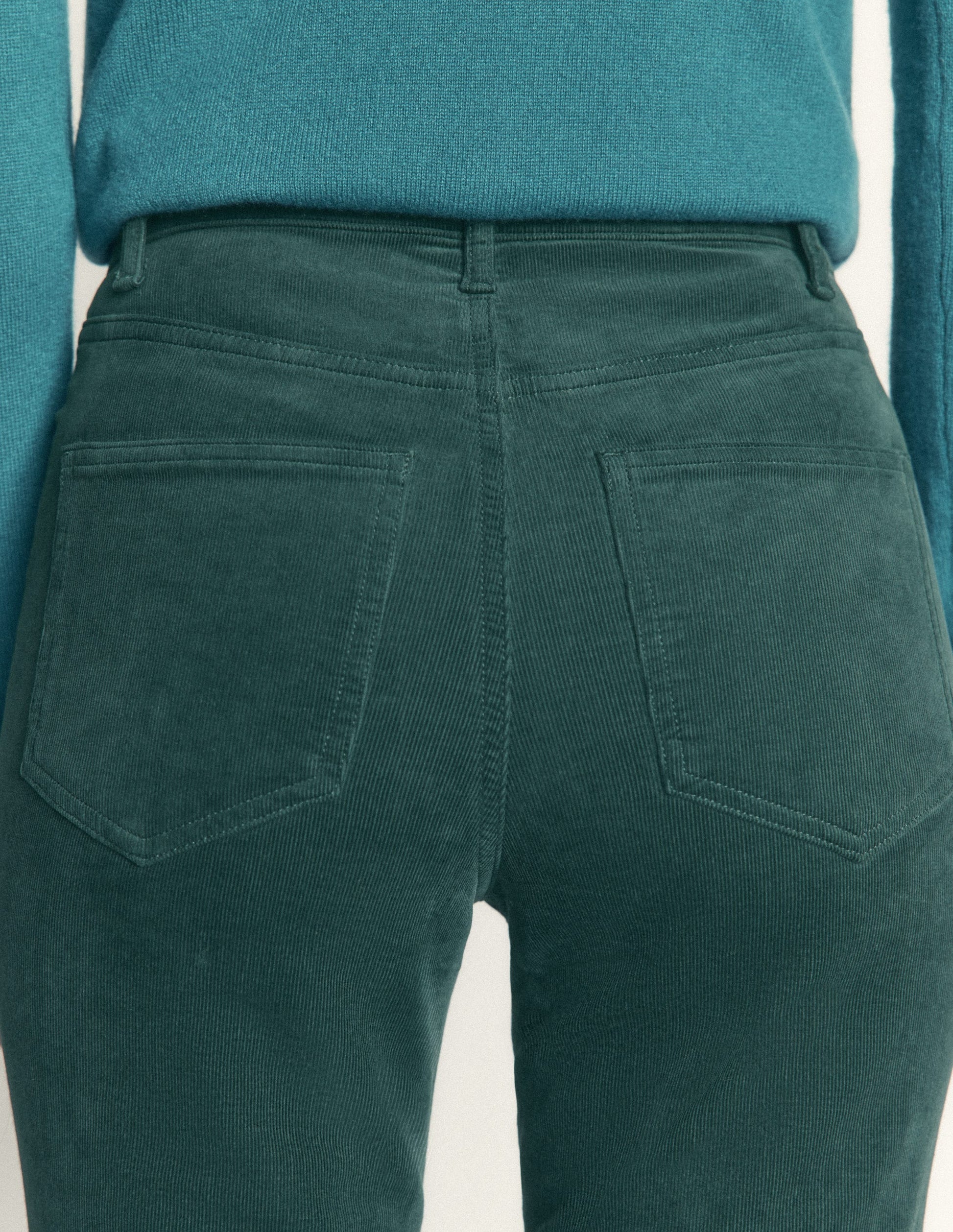 High Rise Cord Slim Jeans-Sea Moss-5