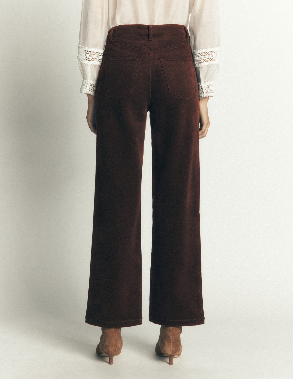 High Rise Cord Column Jeans-Bitter Chocolate - Image 3