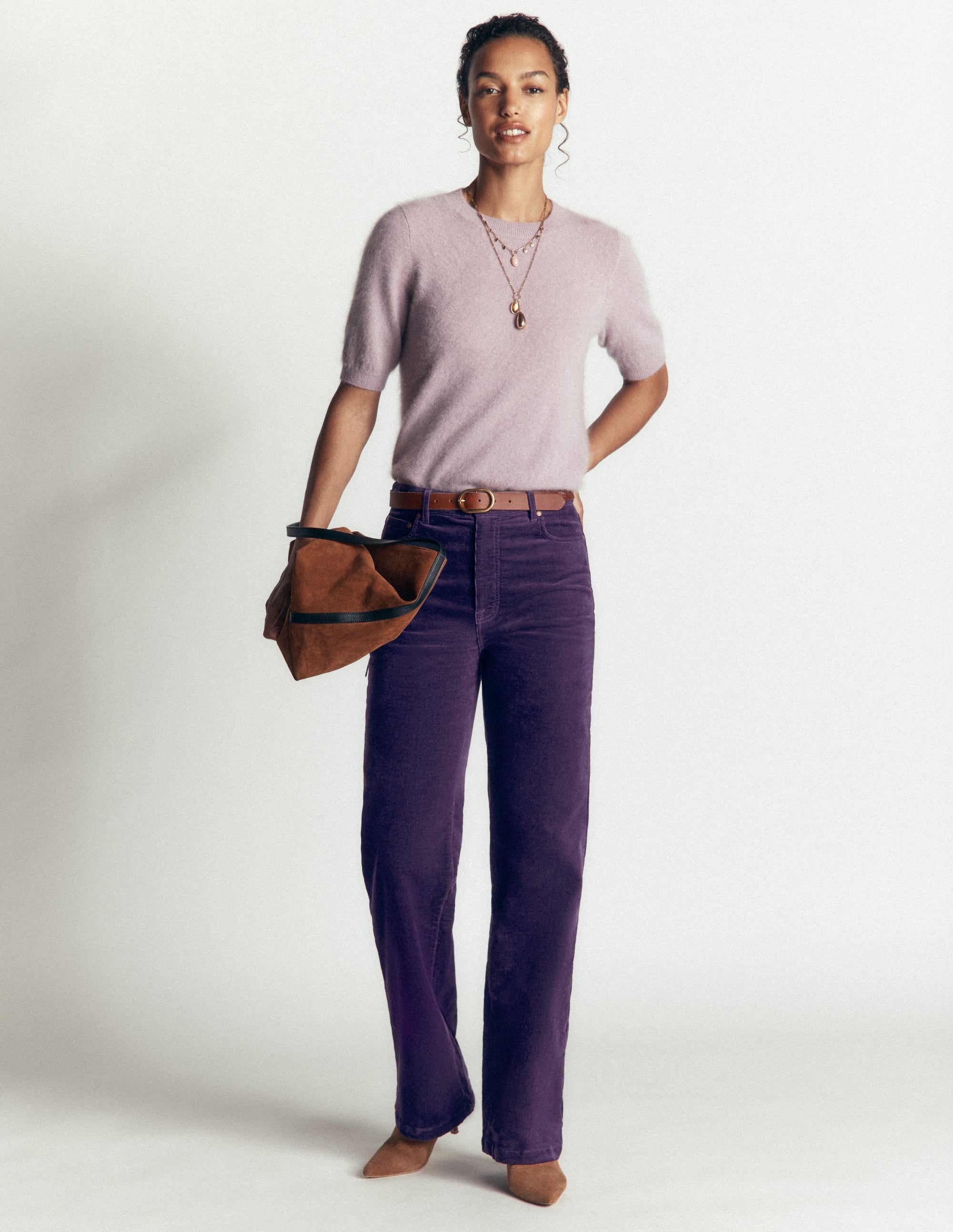 5-Pocket Cord Column Jeans-Gothic Grape - Image 1