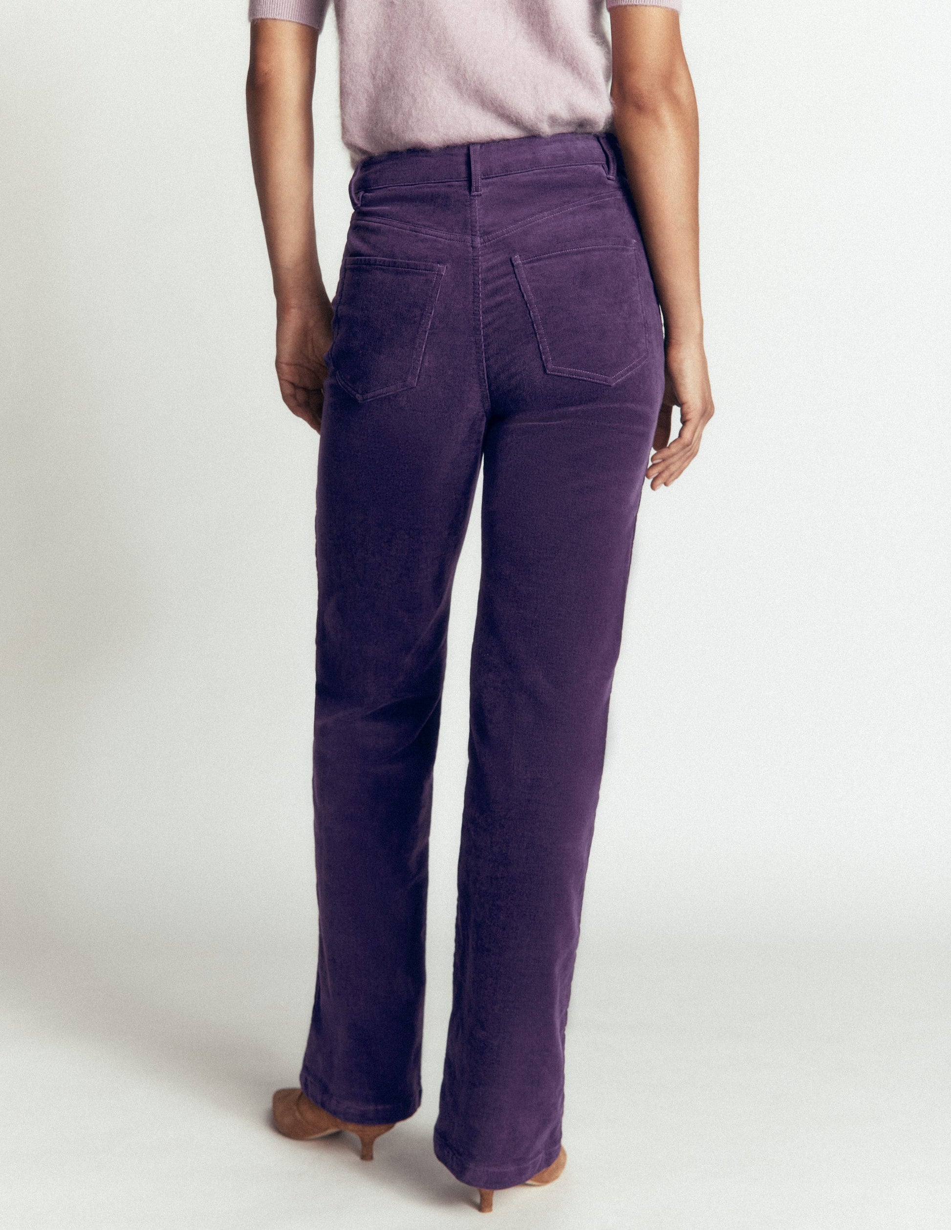 5-Pocket Cord Column Jeans-Gothic Grape-3