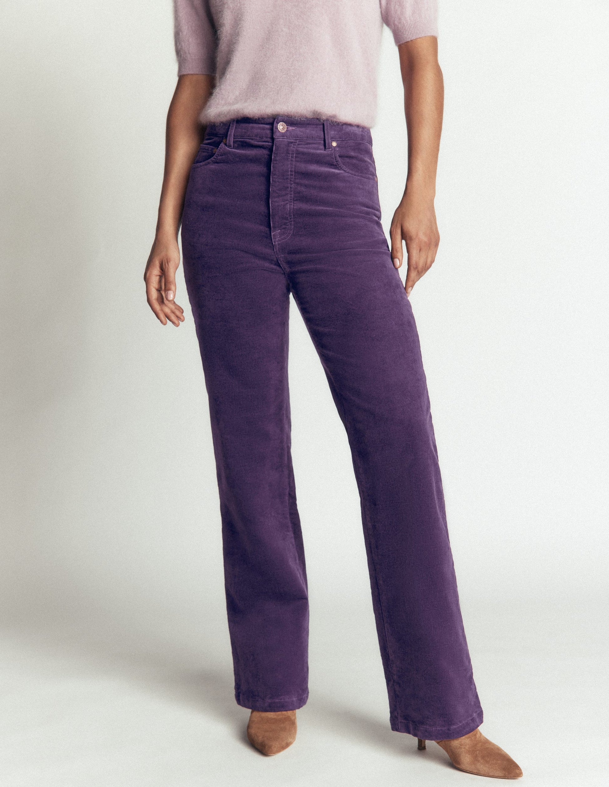 5-Pocket Cord Column Jeans-Gothic Grape-4