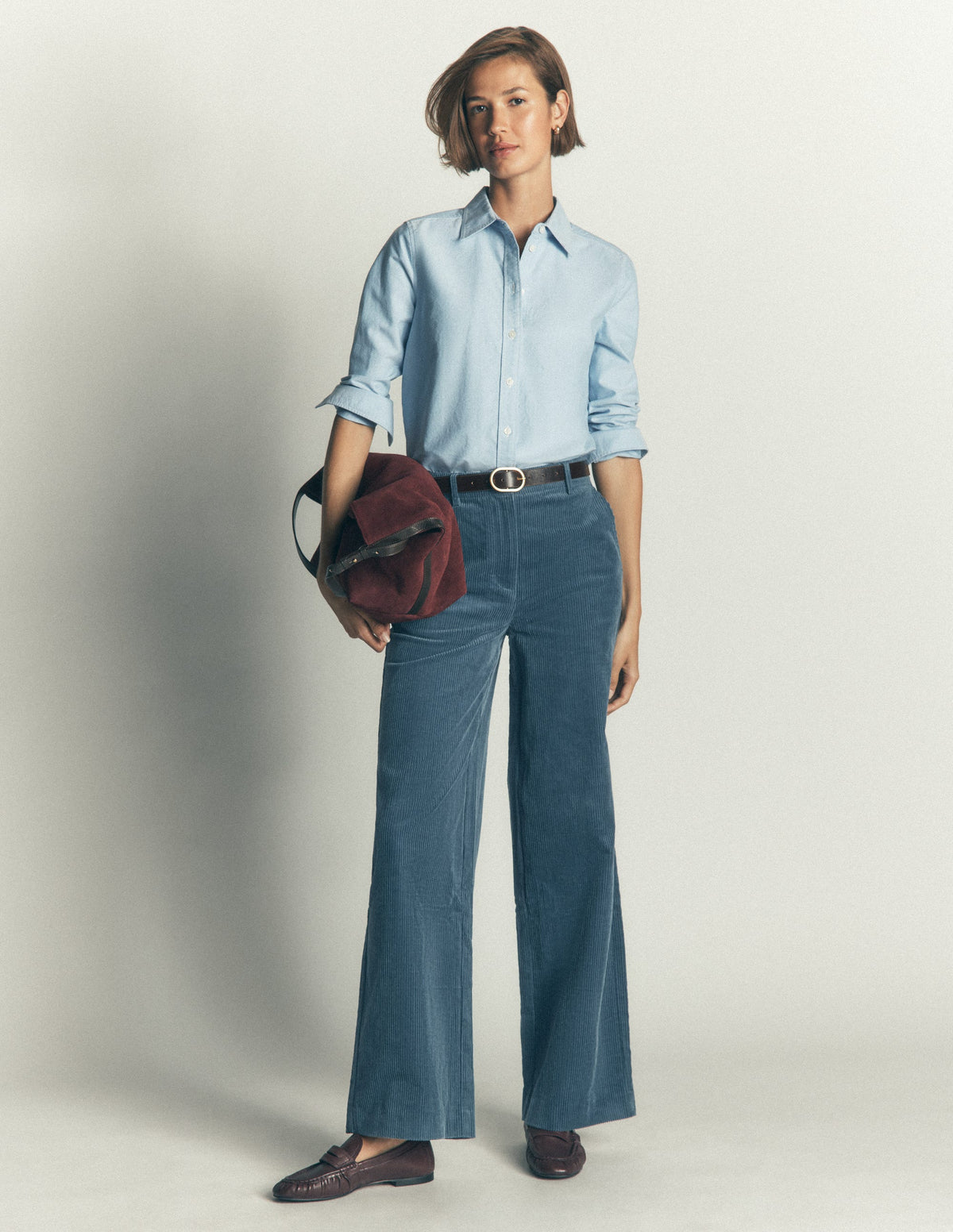 Belgravia Chunky Cord Pants-Storm Blue - Image 1