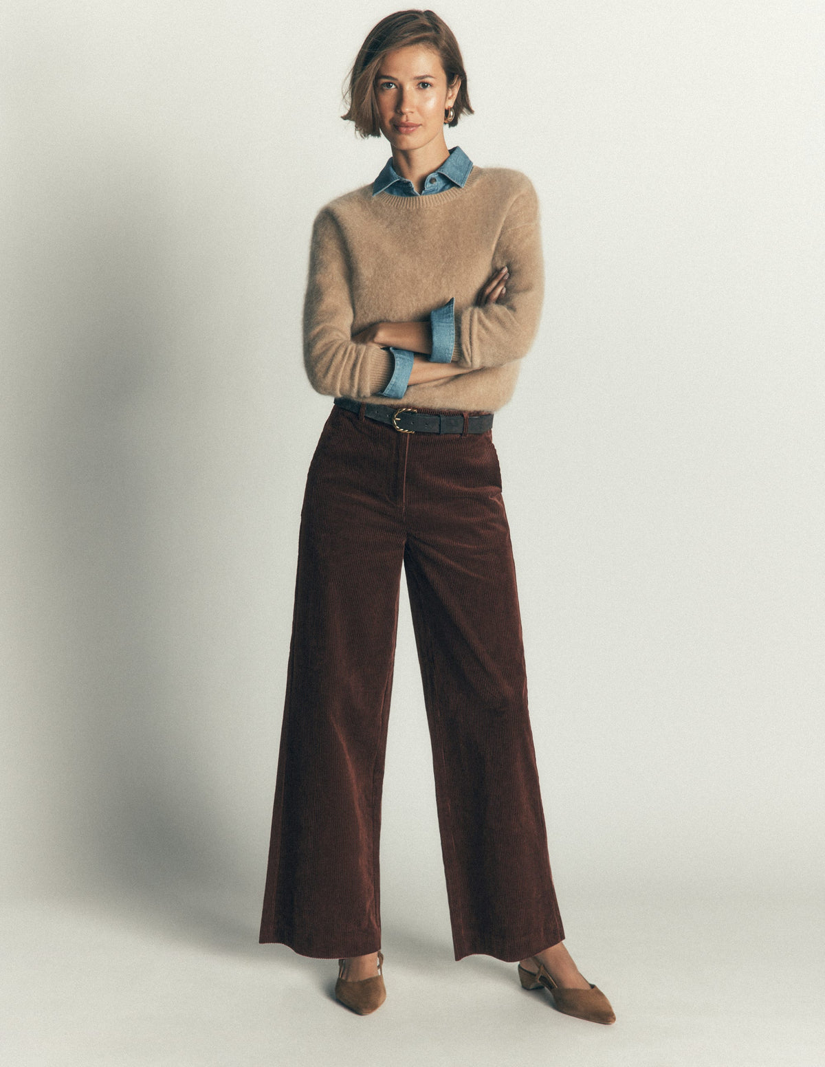 Belgravia Chunky Cord Pants-Bitter Chocolate - Image 1