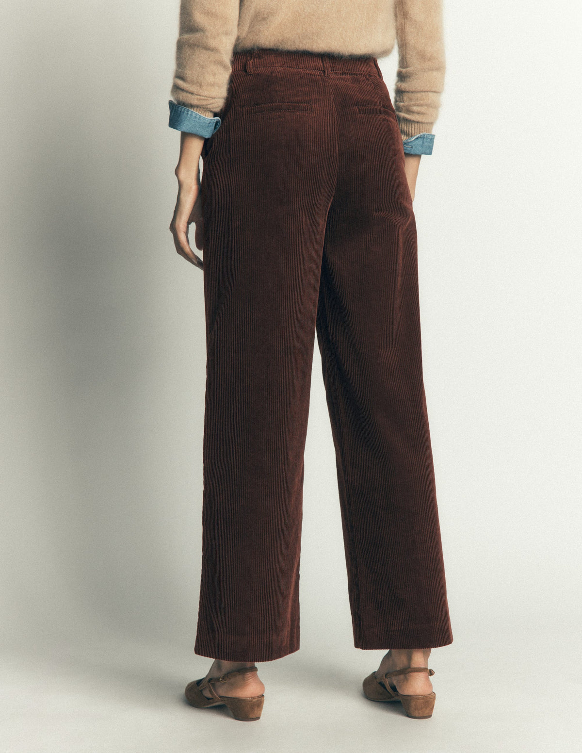 Belgravia Chunky Cord Pants-Bitter Chocolate - Image 3