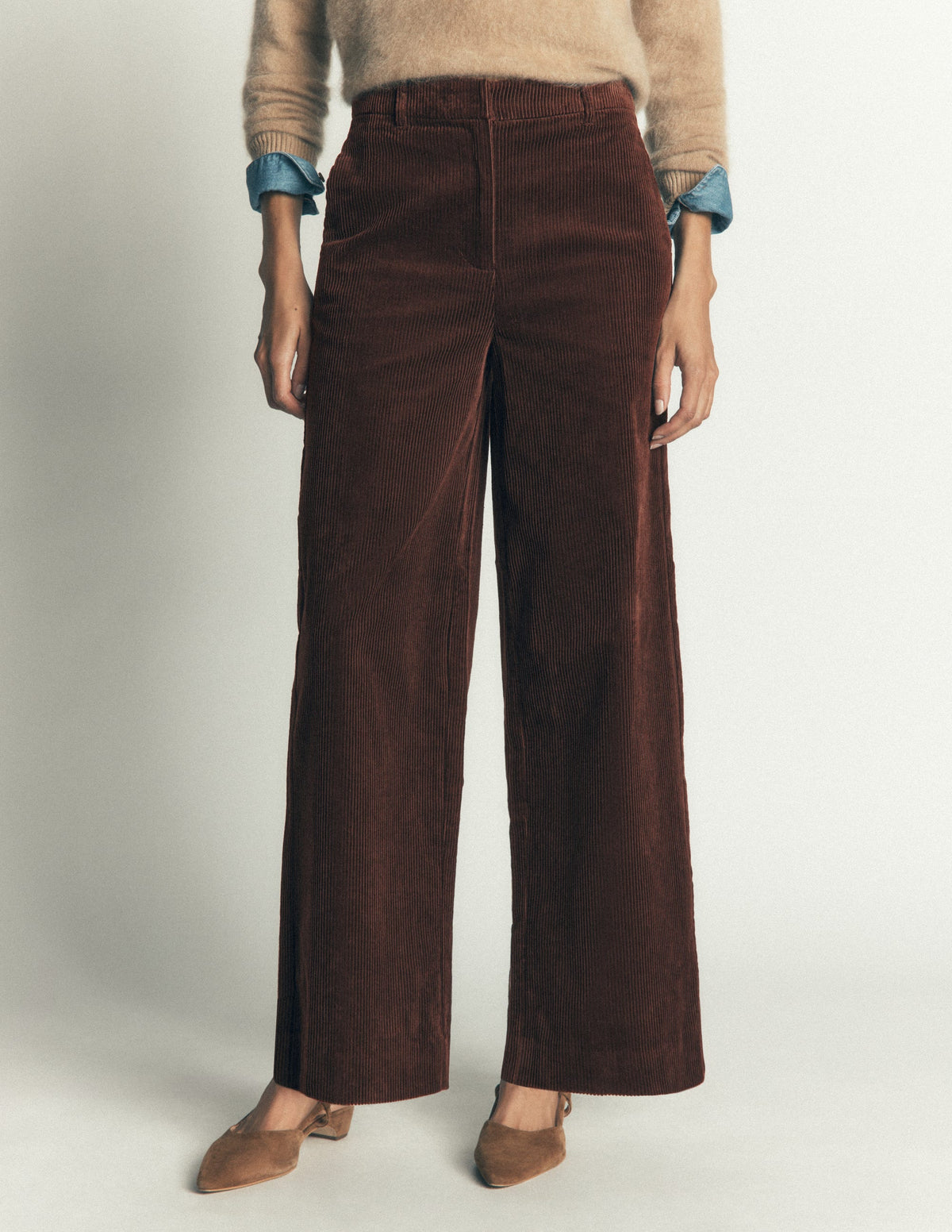 Belgravia Chunky Cord Pants-Bitter Chocolate - Image 4