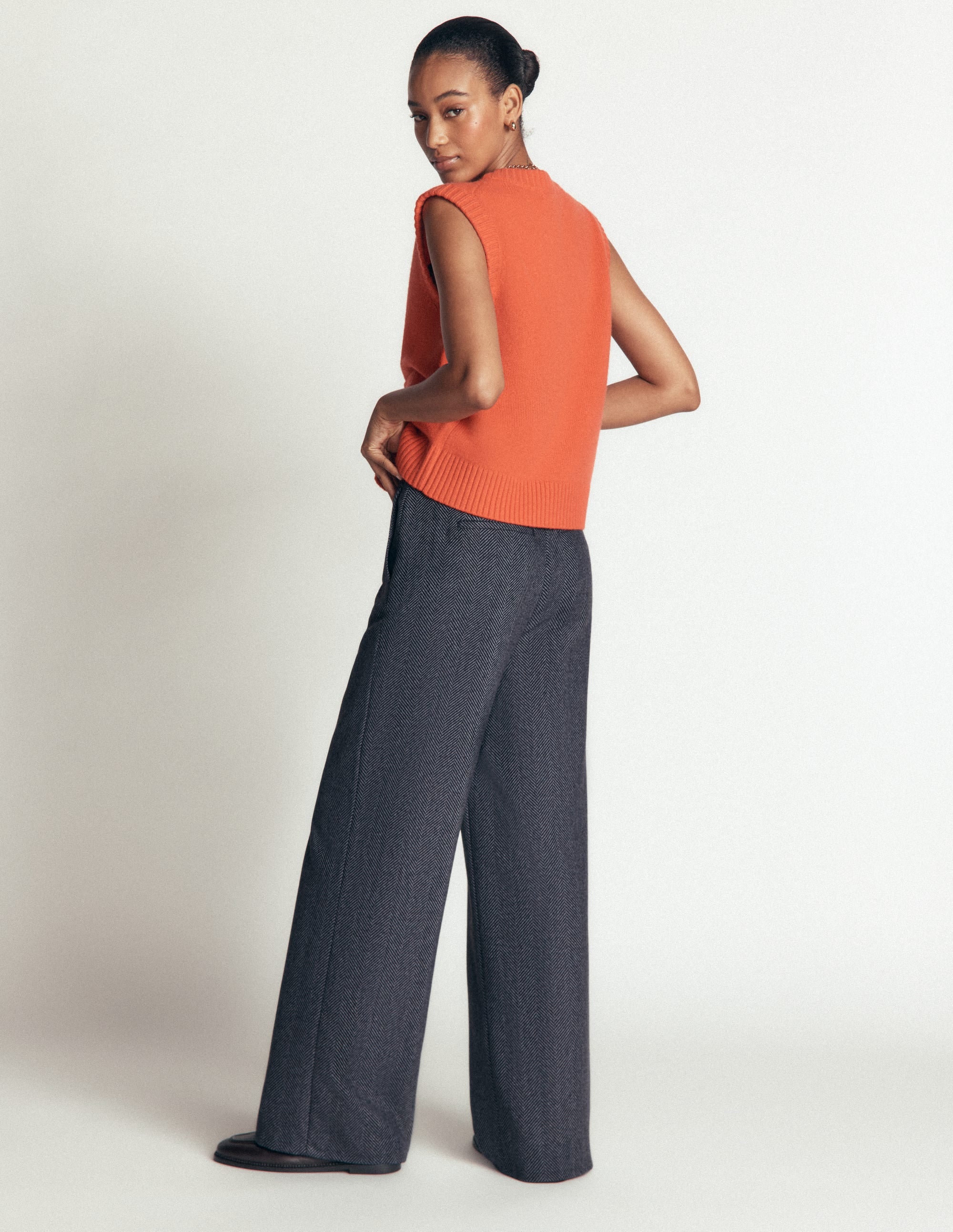 Belgravia Wool Blend Pants-Blue Herringbone - Image 3