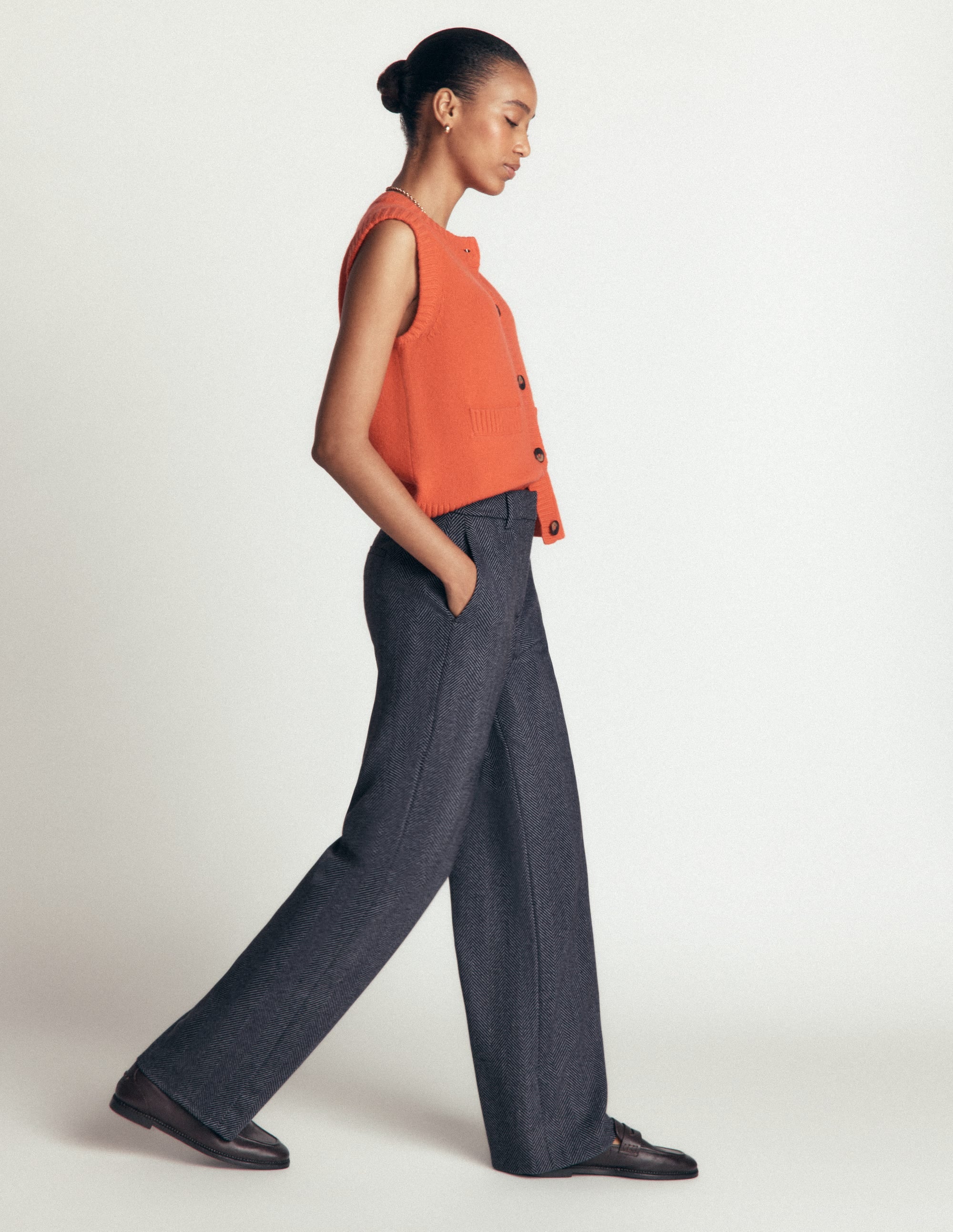 Belgravia Wool Blend Pants-Blue Herringbone - Image 4