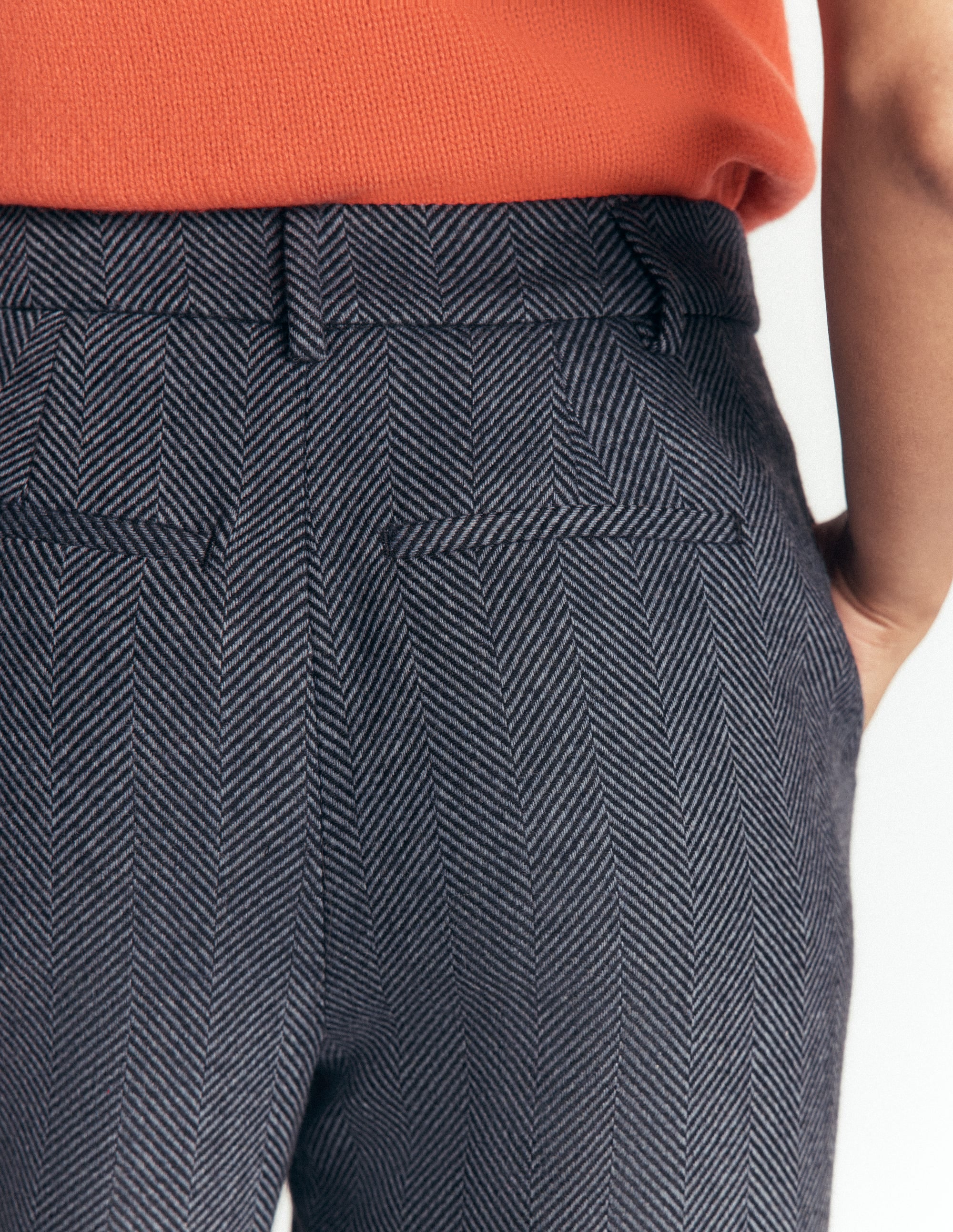 Belgravia Wool Blend Pants-Blue Herringbone - Image 6