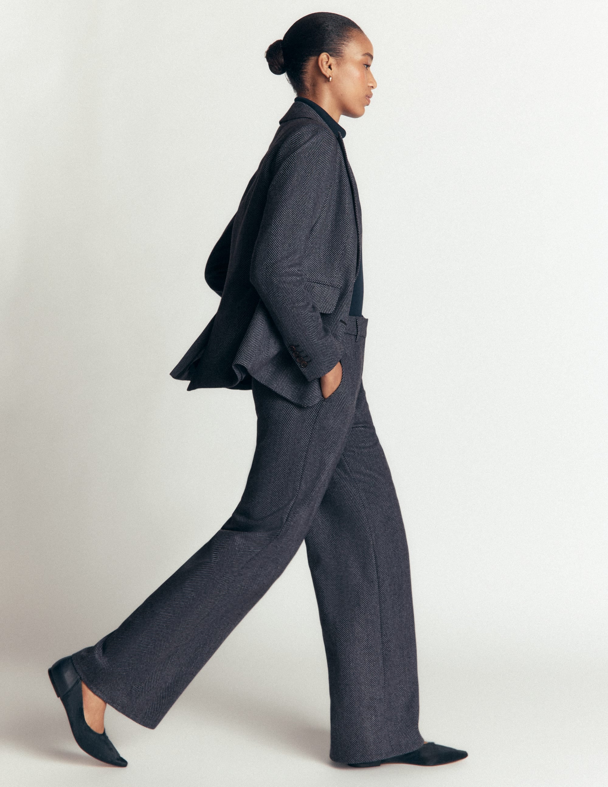 Belgravia Wool Blend Pants-Blue Herringbone - Image 7