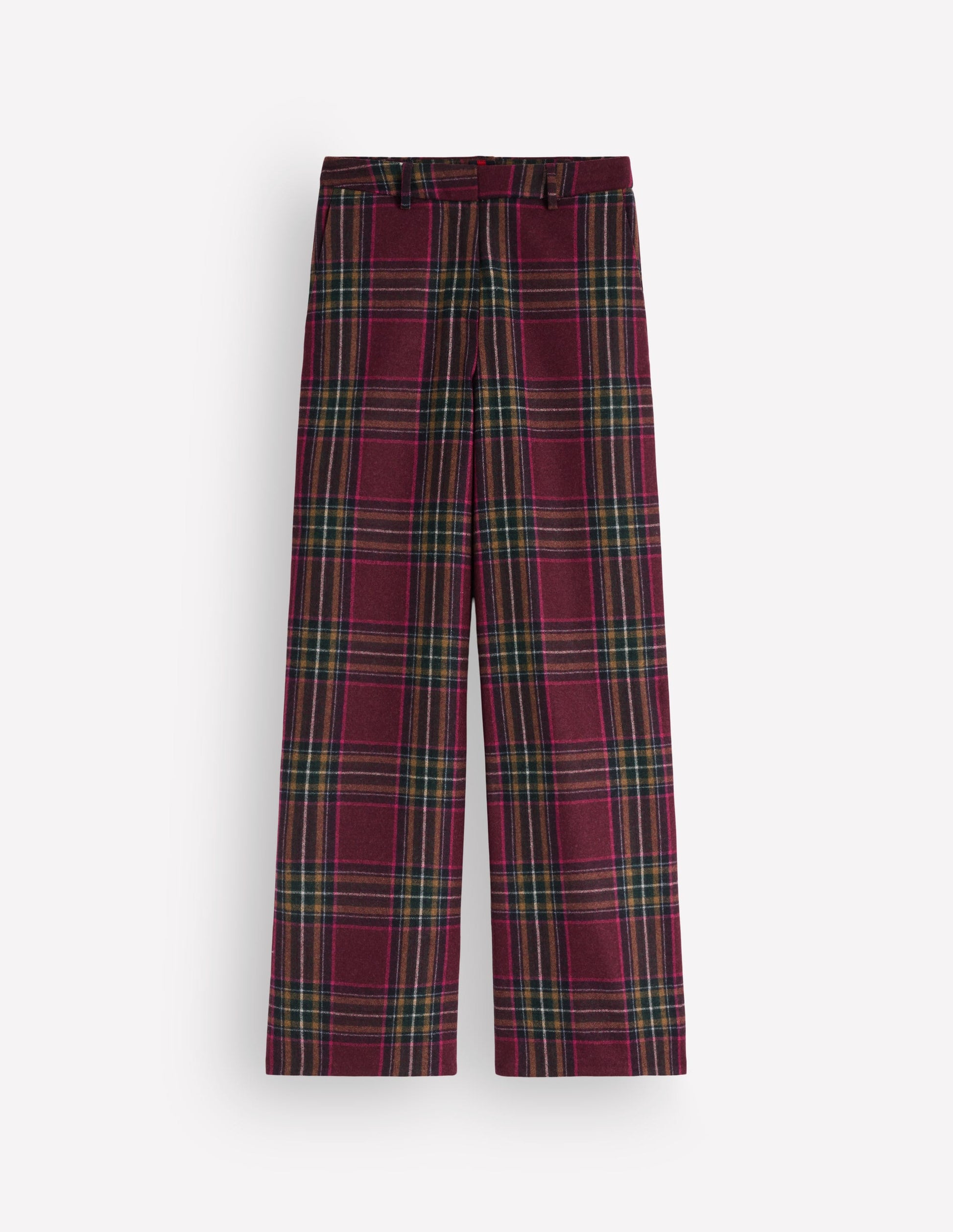 Belgravia Wool Blend Pants-Maroon And Olive Check-7