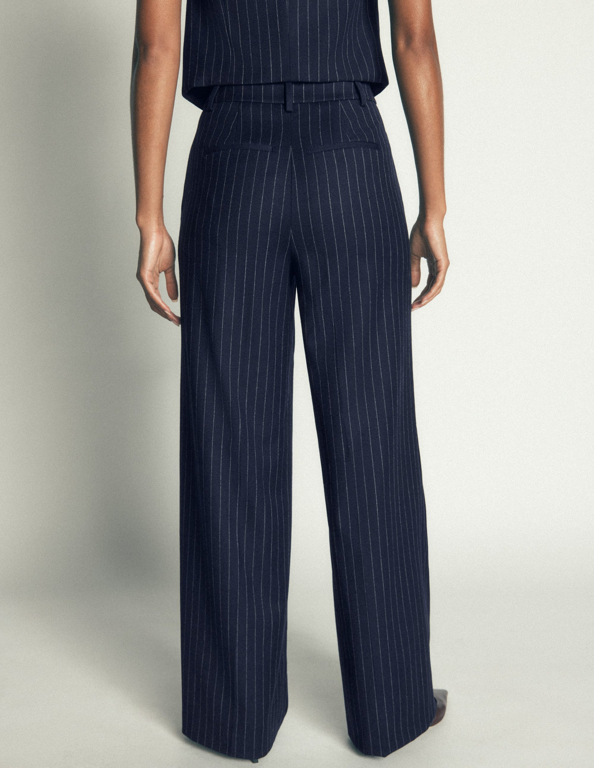 Belgravia Wool Blend Pants-Navy Pinstripe - Image 3