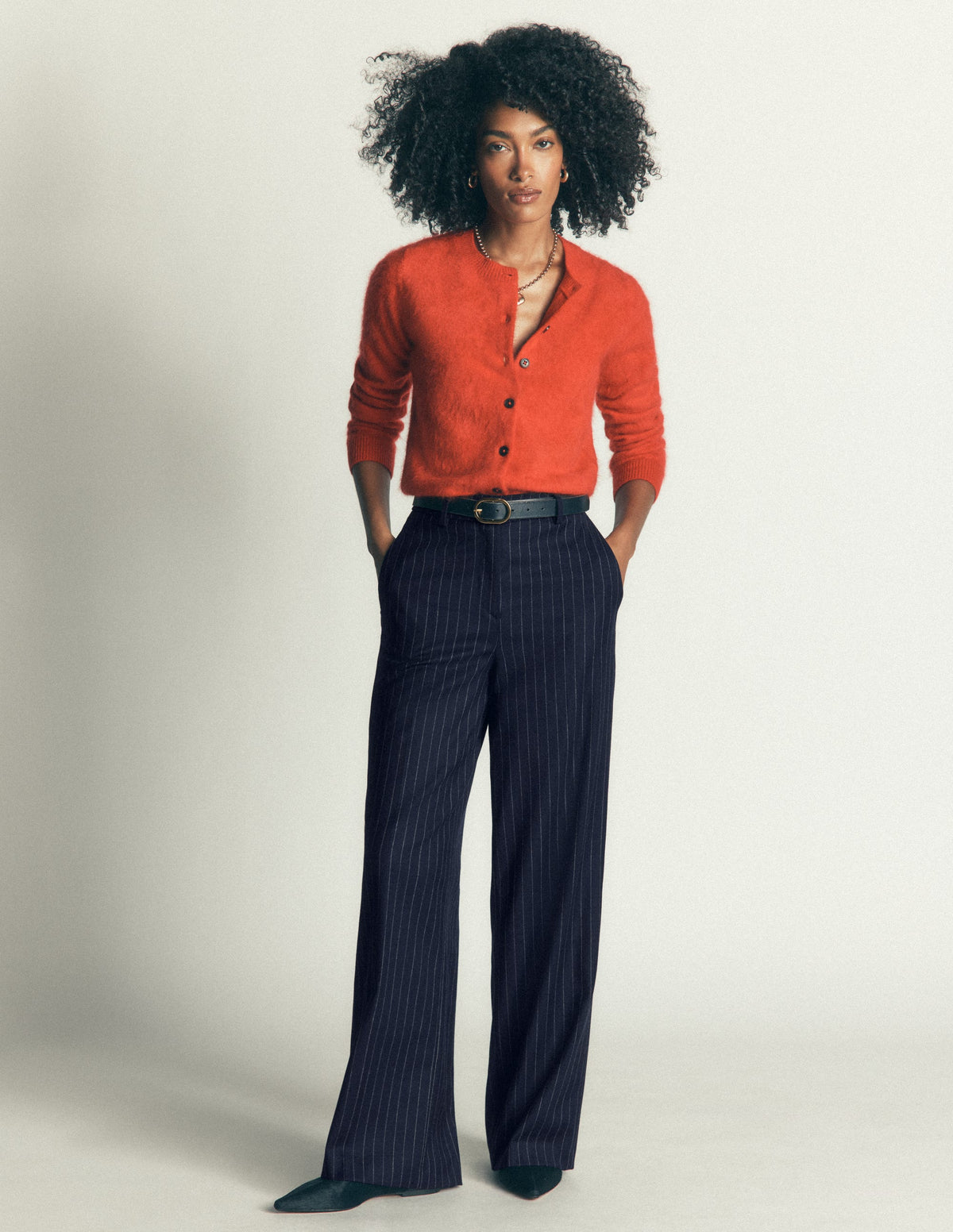 Belgravia Wool Blend Pants-Navy Pinstripe - Image 6