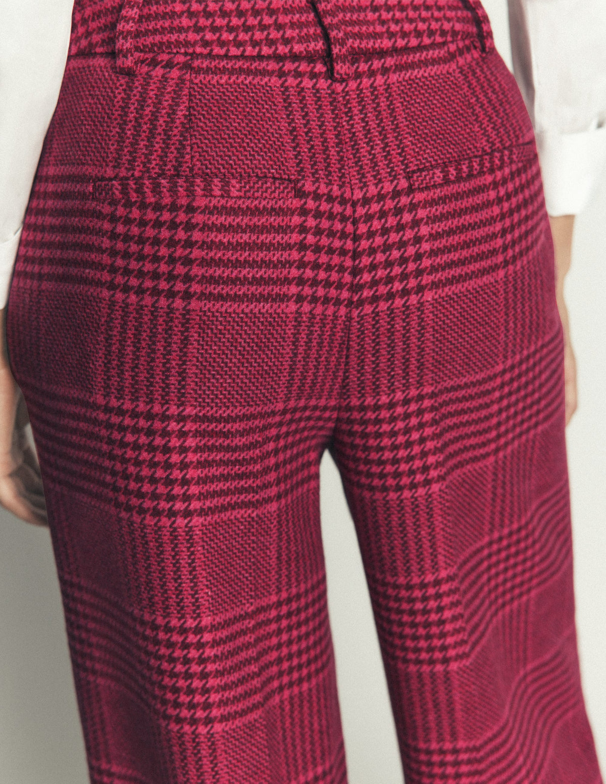 Belgravia Wool Blend Pants-Pink and Maroon Check - Image 2