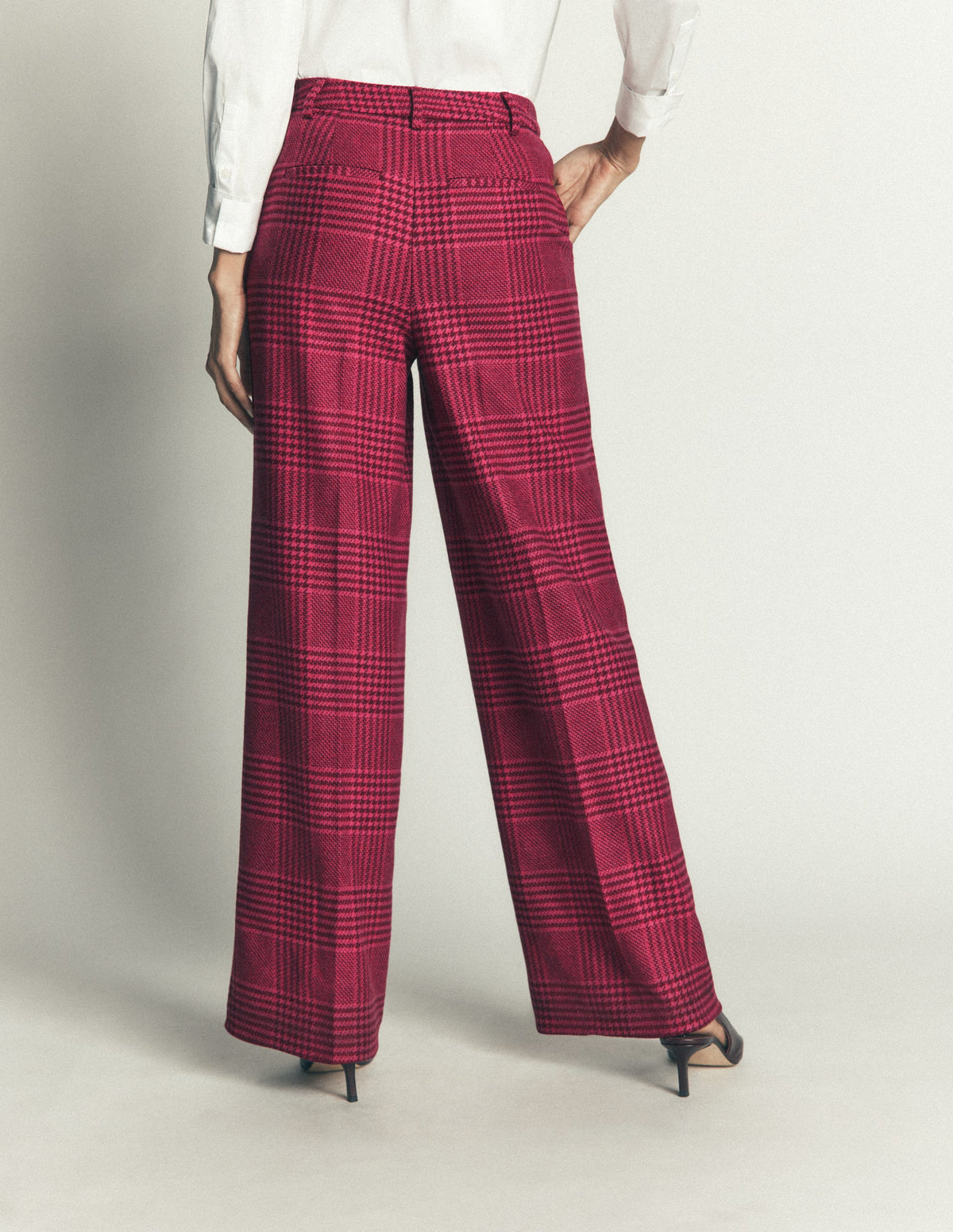 Belgravia Wool Blend Pants-Pink and Maroon Check-4