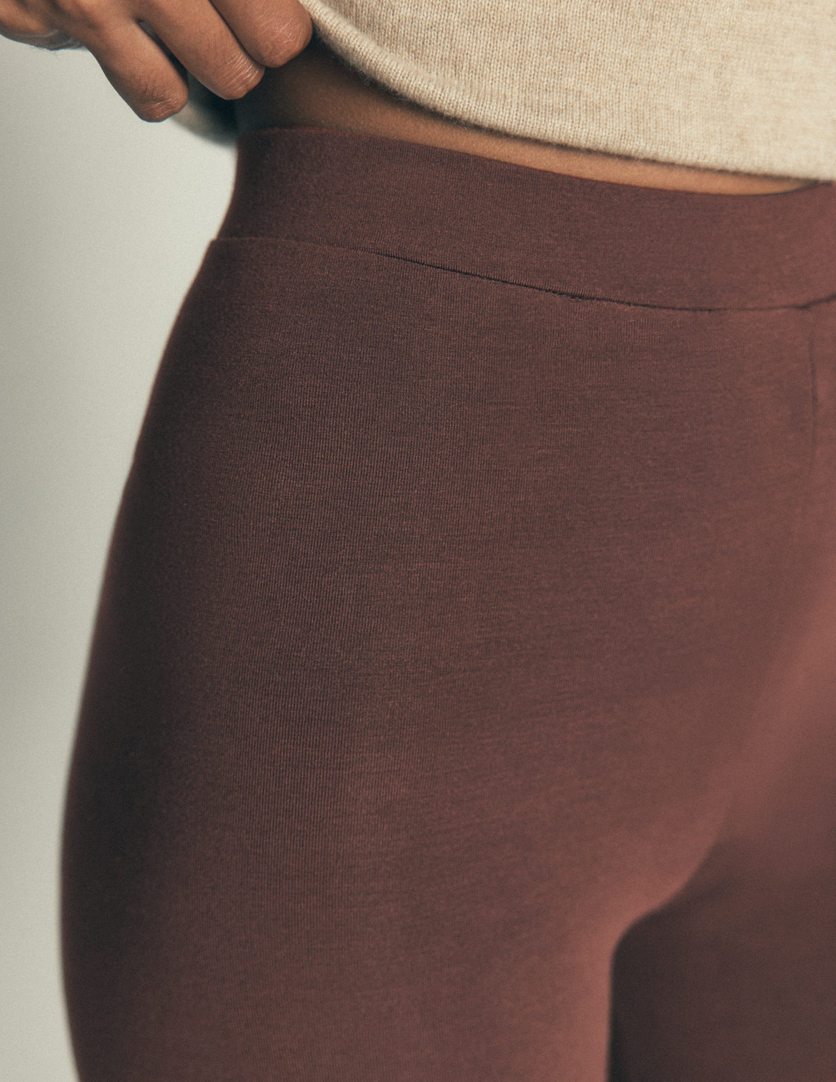 High Rise Jersey Leggings-Bitter Chocolate-2