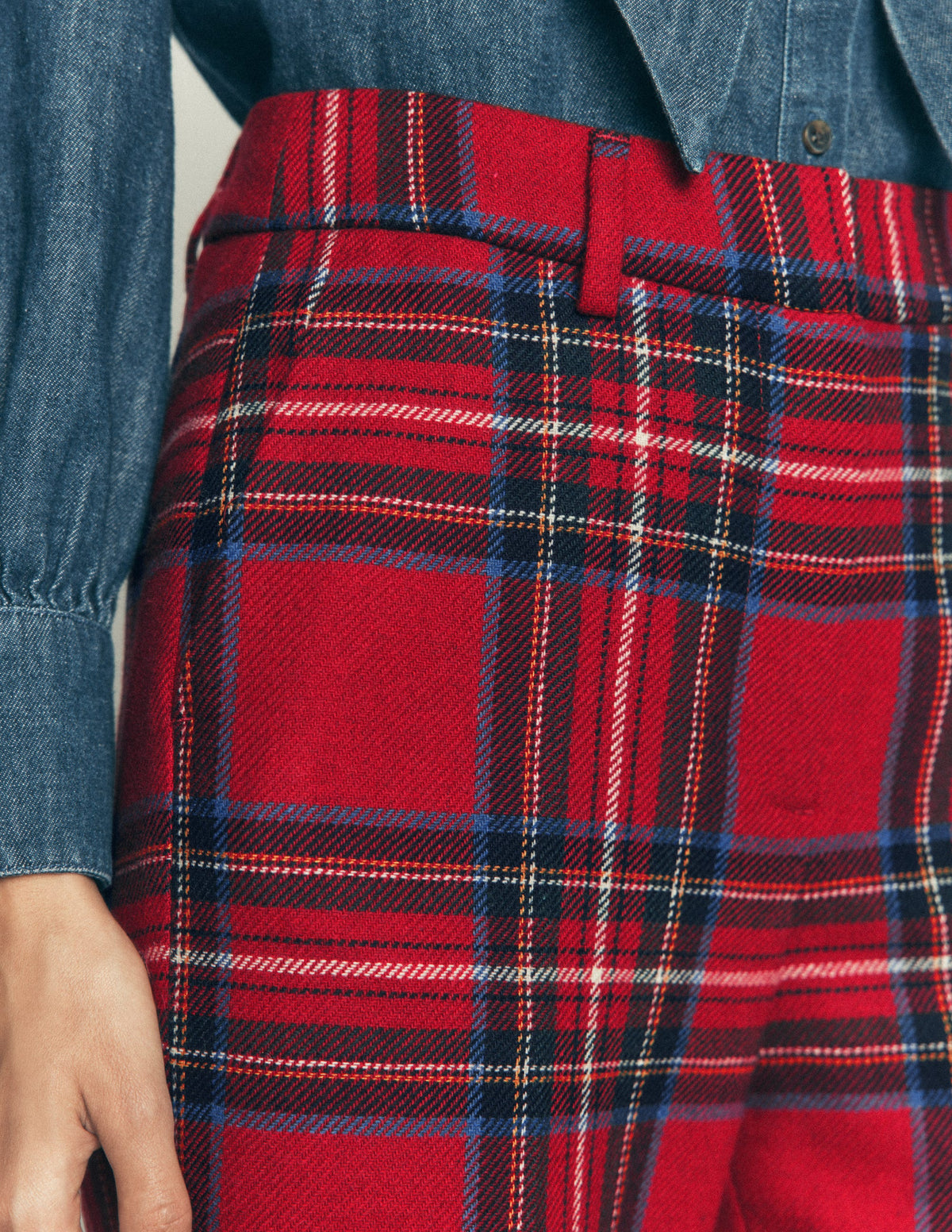 Canonbury Wool Blend Pants-Red Check-3