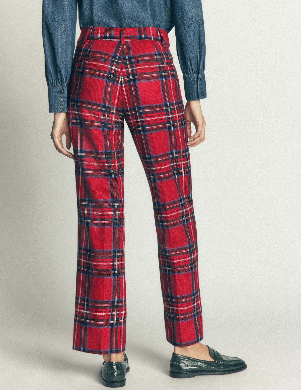 Canonbury Wool Blend Pants-Red Check-4