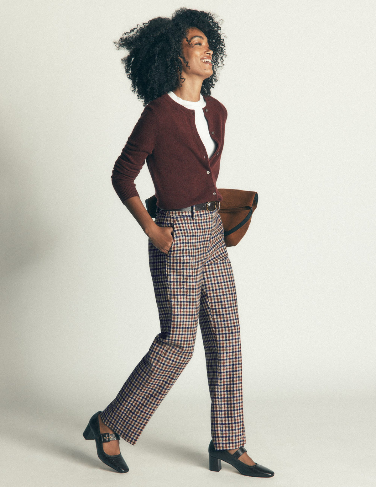 Canonbury Wool Blend Pants-Ivory, Blue and Maroon Check - Image 7
