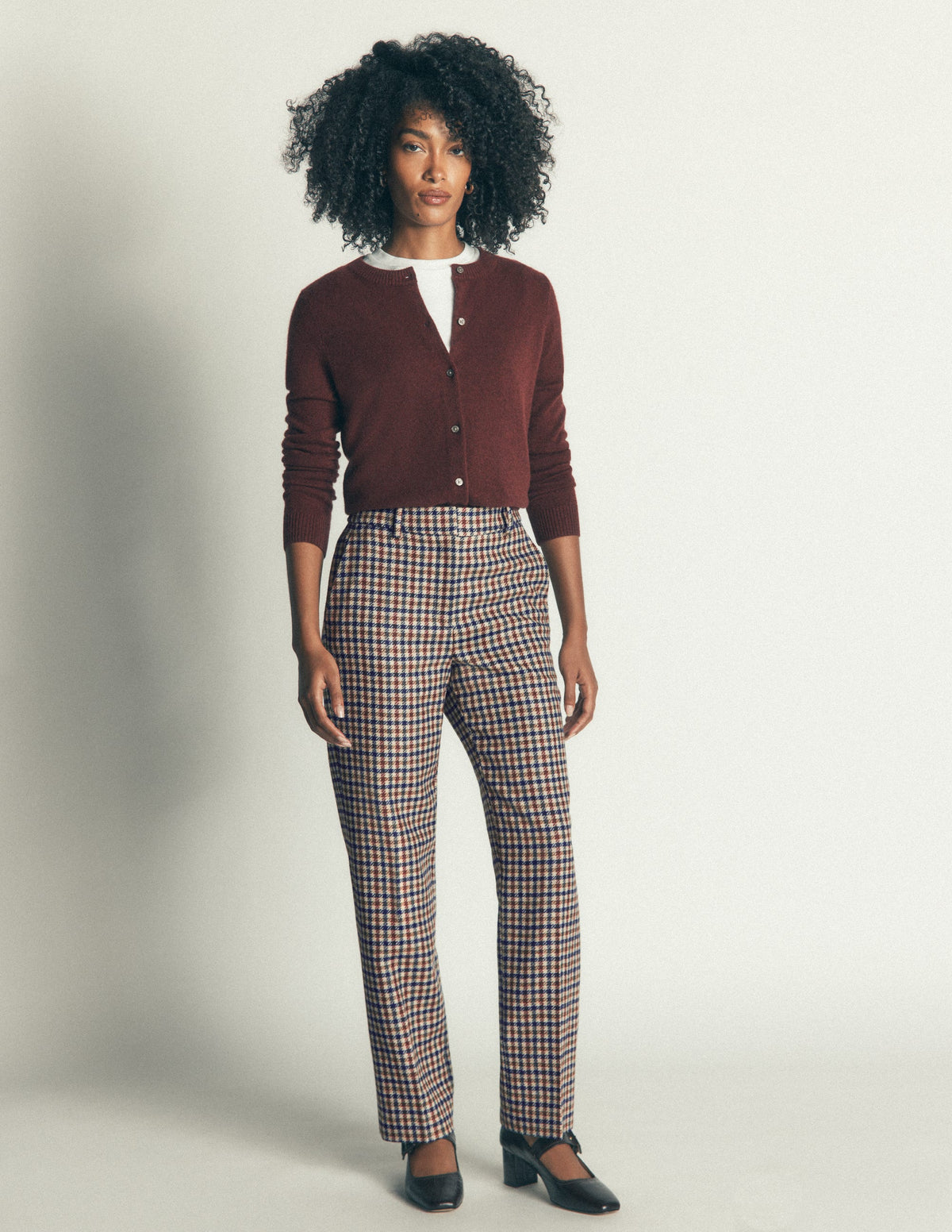 Canonbury Wool Blend Pants-Ivory, Blue and Maroon Check-9